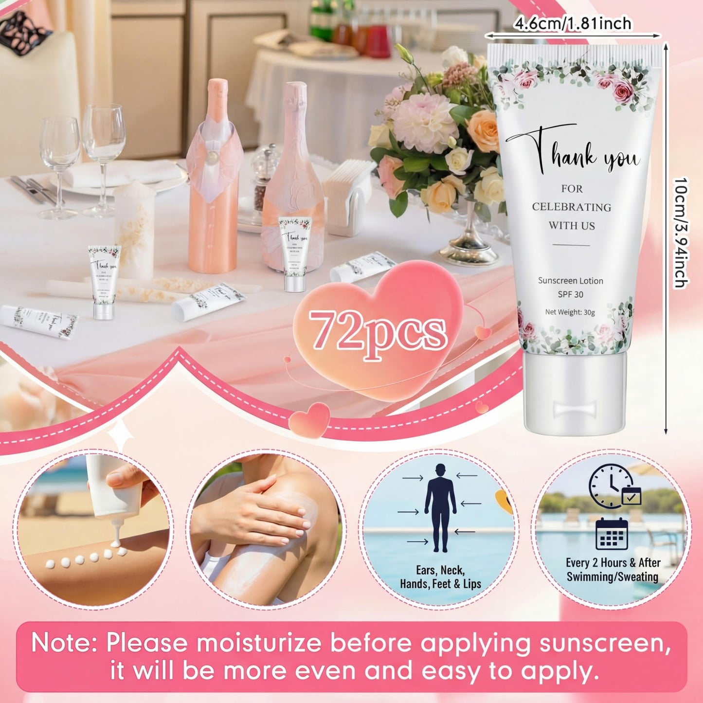 48 Pcs Mini Sunscreen Bulk for Summer Party Wedding SPF 30 Water Resistant Sunscreen Lotion Bulk 1oz Travel Size for Thank You Gifts Wedding Party Supplies (Eucalyptus)