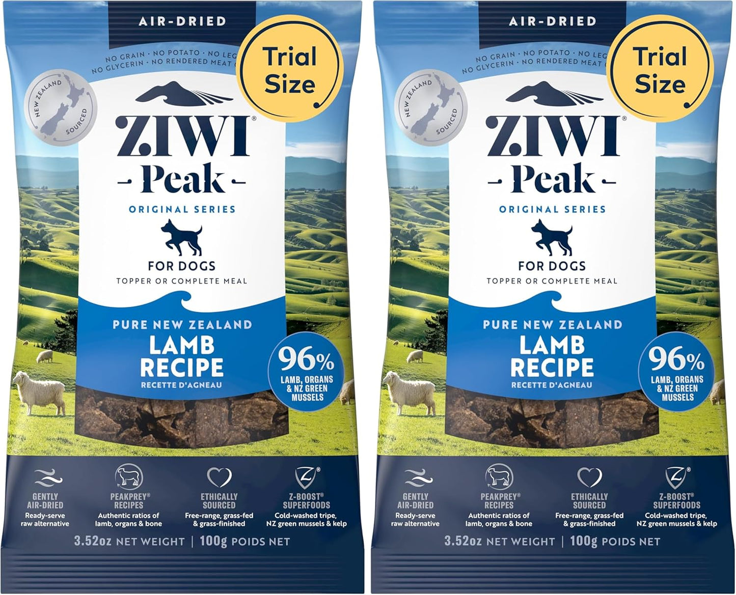 ZIWI Peak Air-Dried Dog Food Bundle - All Natural, High Protein, Grain Free & Limited Ingredient with Superfoods (Beef, Lamb & Chicken, 16oz Each)