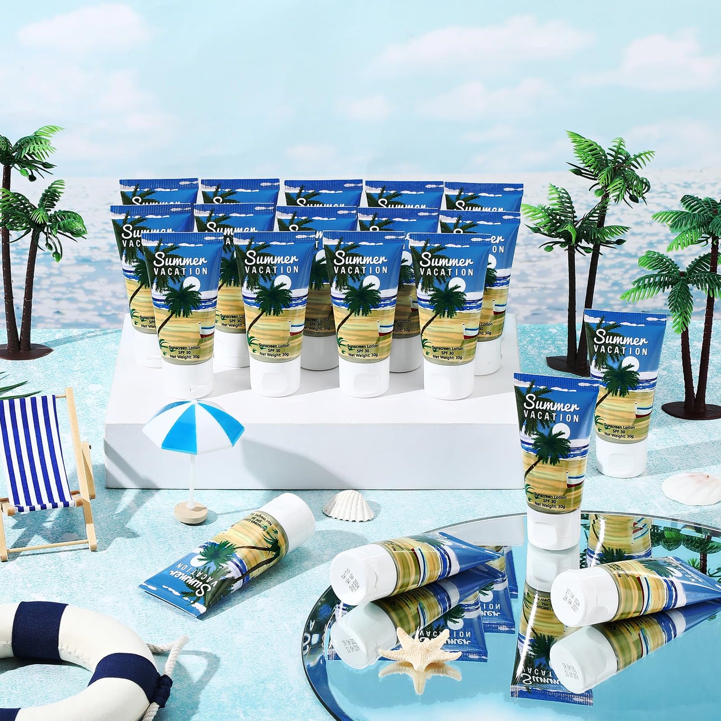 48 Pcs Mini Sunscreen Bulk for Summer Party Wedding SPF 30 Water Resistant Sunscreen Lotion Bulk 1oz Travel Size for Thank You Gifts Wedding Party Supplies (Eucalyptus)