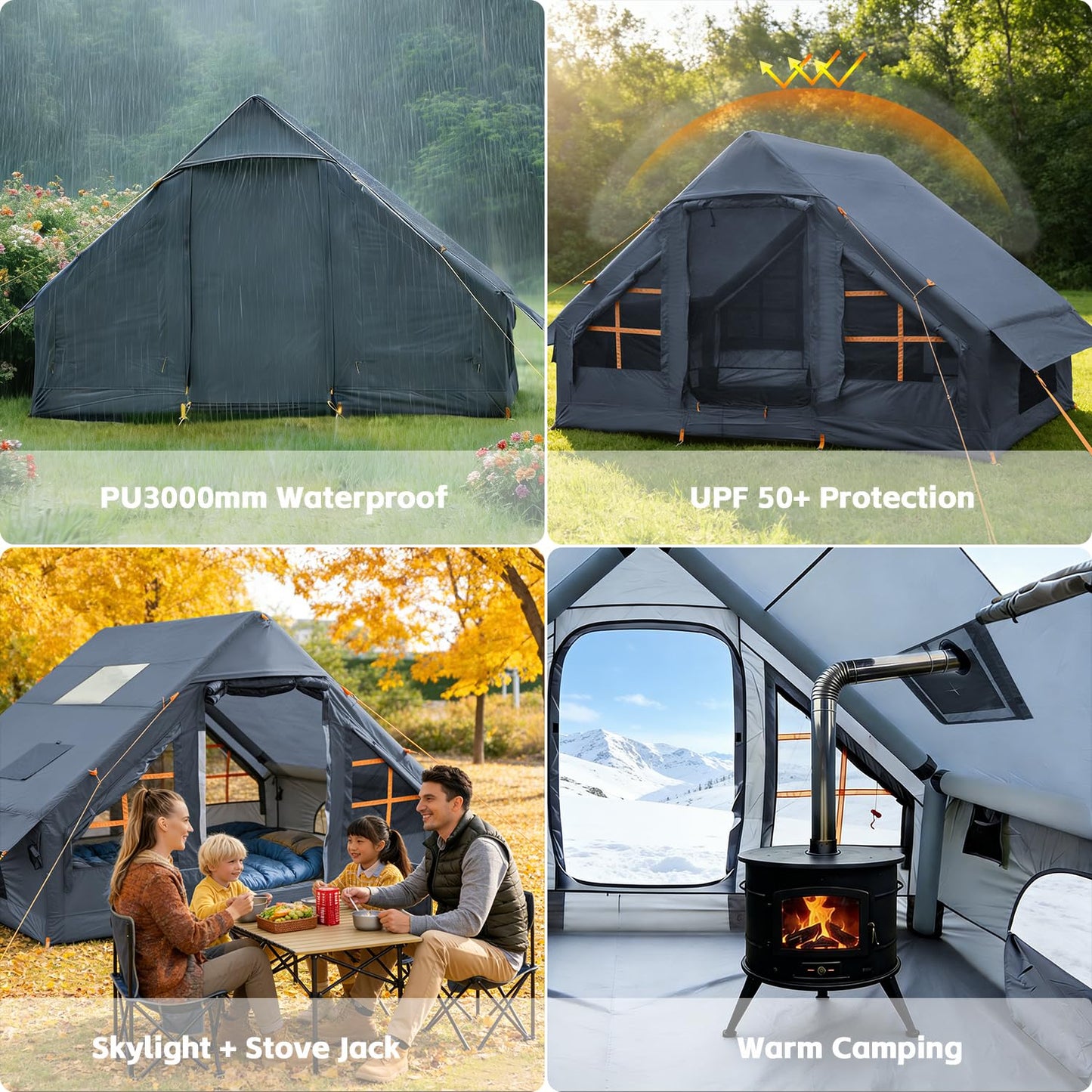 Inflatable Tents for Camping,Easy Blow Up Tent with Hand Pump,4 Seasons Waterproof Air Inflatable Camping Tent House for Family Weekend Camping
