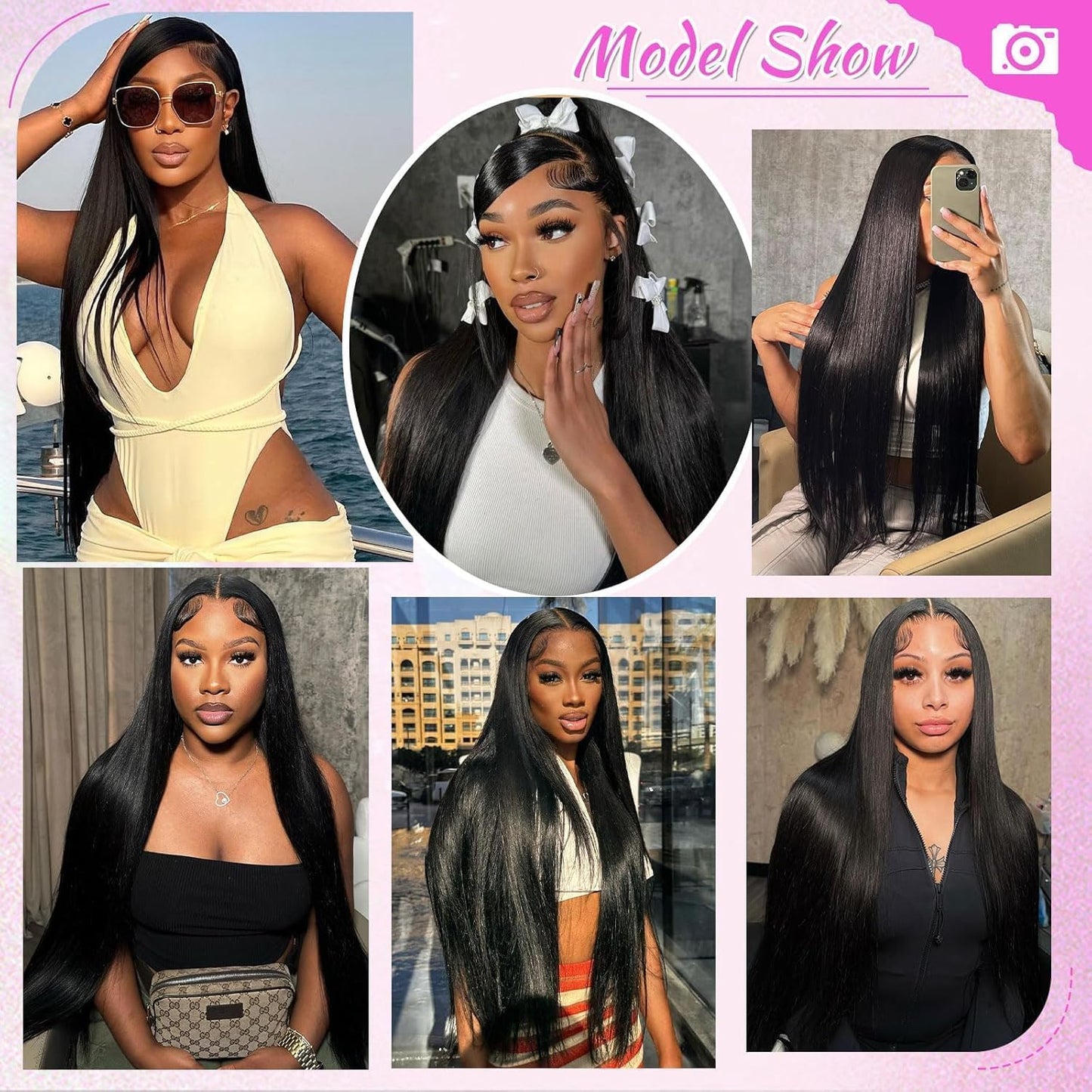 Straight 4 Bundles With Closure Human Hair 18 20 22 24+16 Inch 100% Unprocessed Black Brazilian Hair Extensions Pre Plucked With Baby Hair 4X4 HD Lace Closure
