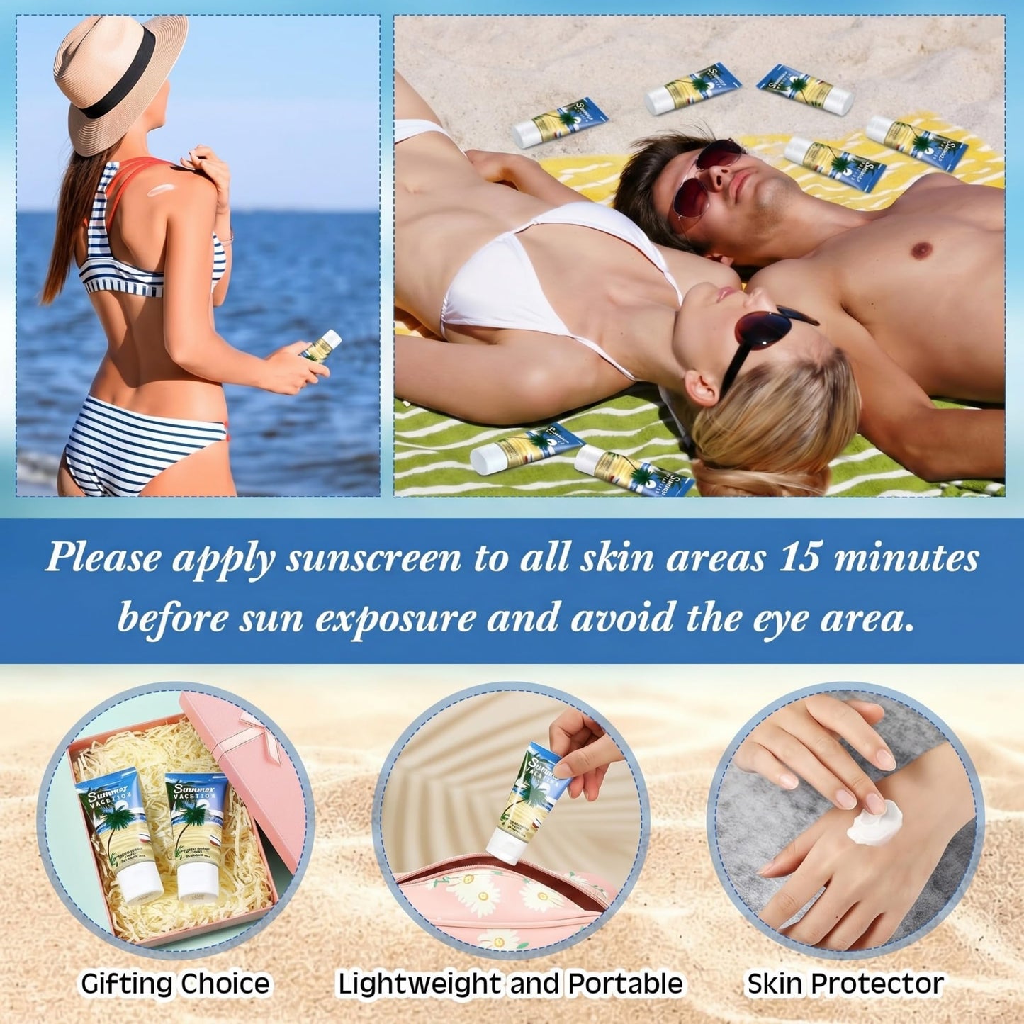 48 Pcs Mini Sunscreen Bulk for Summer Party Wedding SPF 30 Water Resistant Sunscreen Lotion Bulk 1oz Travel Size for Thank You Gifts Wedding Party Supplies (Eucalyptus)