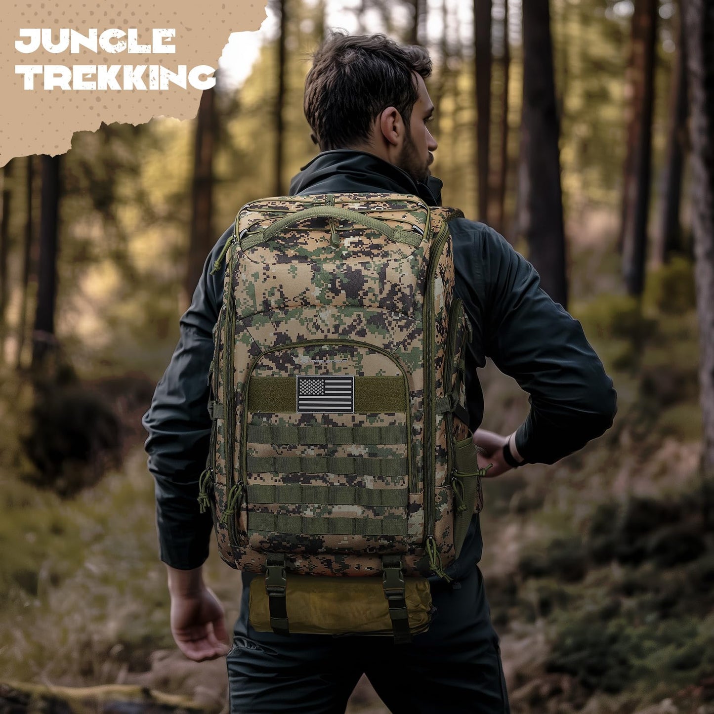 Maelstrom Tactical Backpack for Men, Water Resistant 40L Military Backpack, for Hiking, Camping, Gym with Molle System (Khaki)