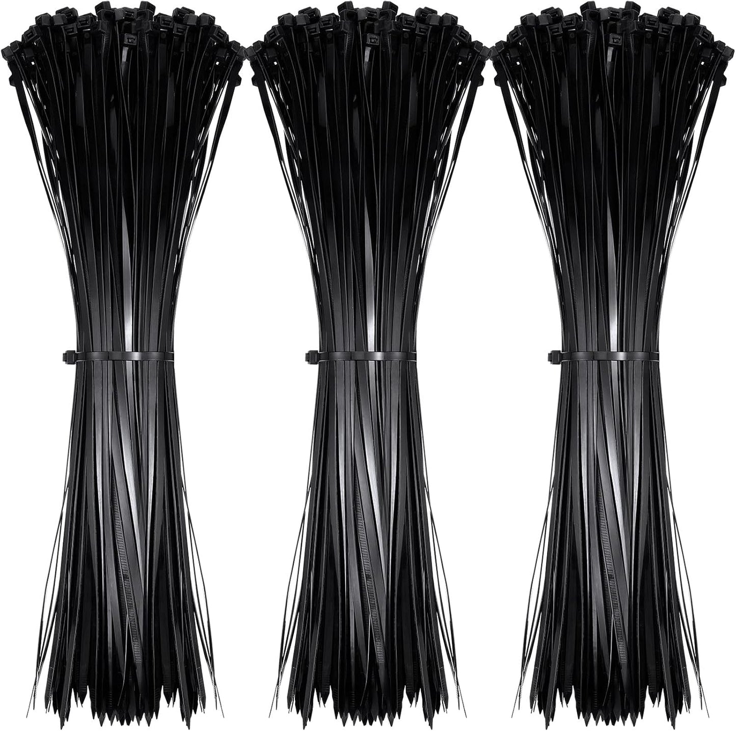 200 Pieces Large Cable Ties 24 Inch Heavy Duty Nylon Zip Ties with 175 Pounds Tensile Strength Self Locking UV Resistant for Indoor and Outdoor Use(Black)