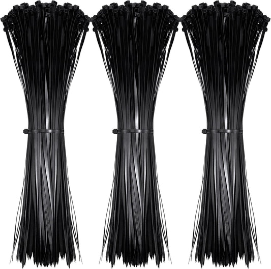 200 Pieces Large Cable Ties 24 Inch Heavy Duty Nylon Zip Ties with 175 Pounds Tensile Strength Self Locking UV Resistant for Indoor and Outdoor Use(Black)