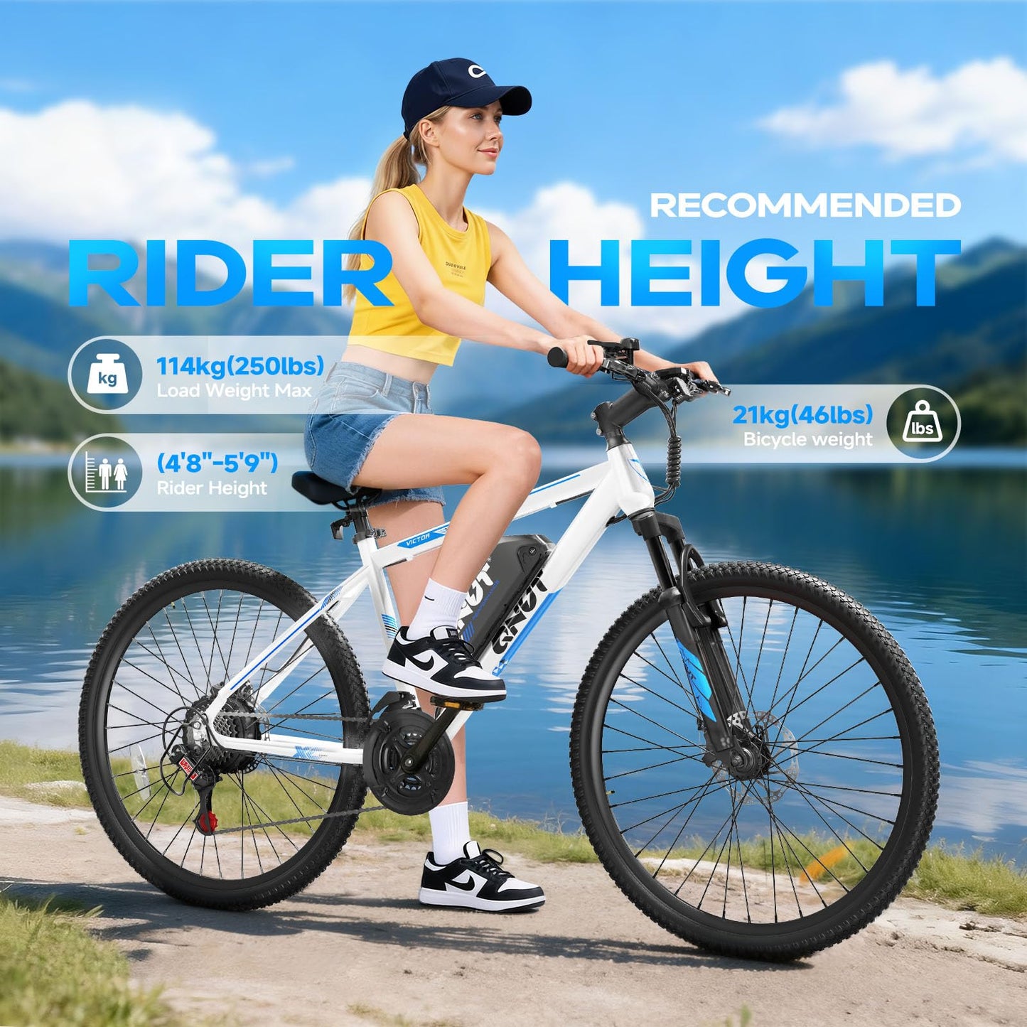 QNUT Electric Bike for Adults with Peak 1000W Motor 26" Victor Mountain Lightweight Ebike, 10.4Ah/7.8Ah Removable Battery Up to 40-60 Miles, 22MPH E Bike Commuter E-MTB for Teens, UL 2849 Certified