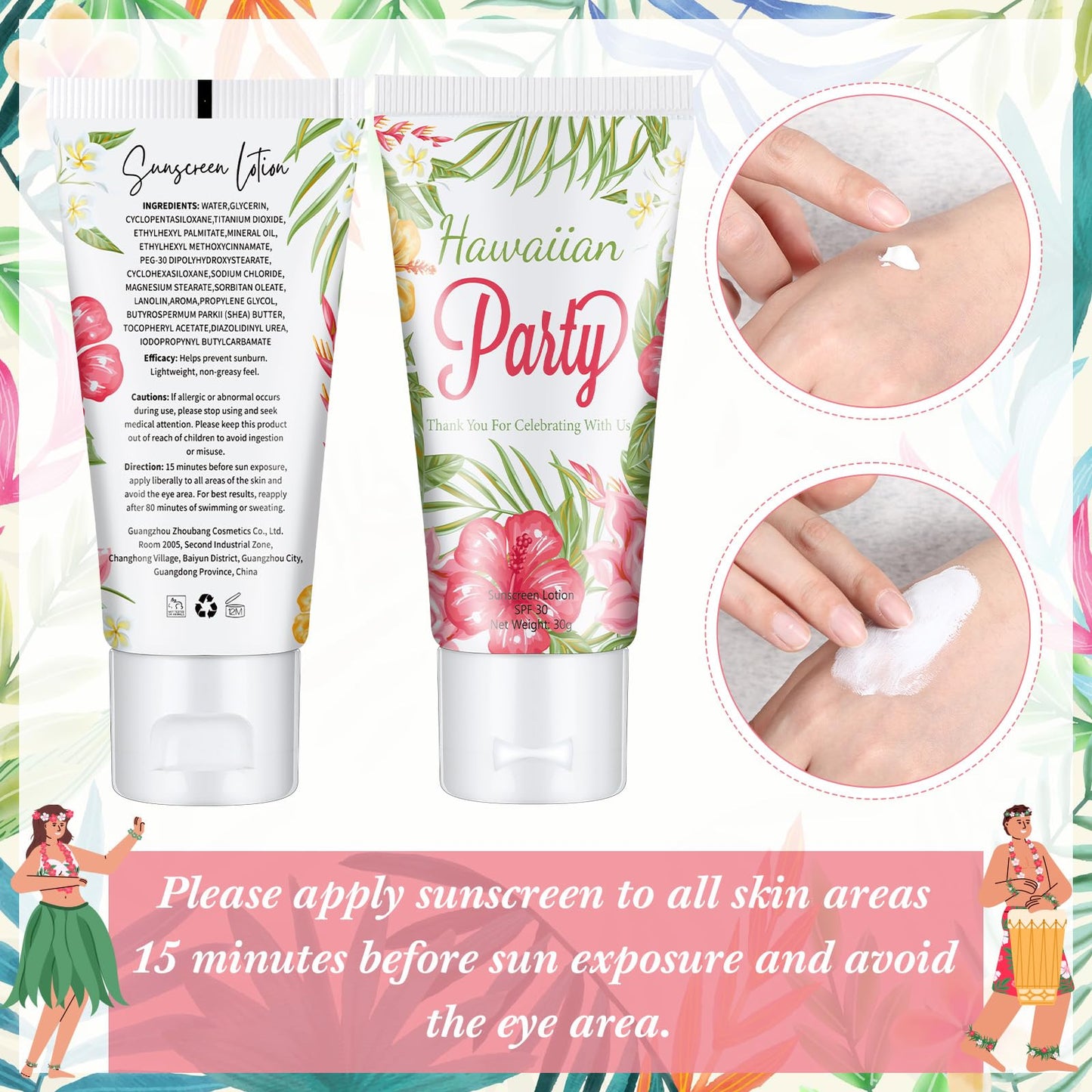 48 Pcs Mini Sunscreen Bulk for Summer Party Wedding SPF 30 Water Resistant Sunscreen Lotion Bulk 1oz Travel Size for Thank You Gifts Wedding Party Supplies (Eucalyptus)