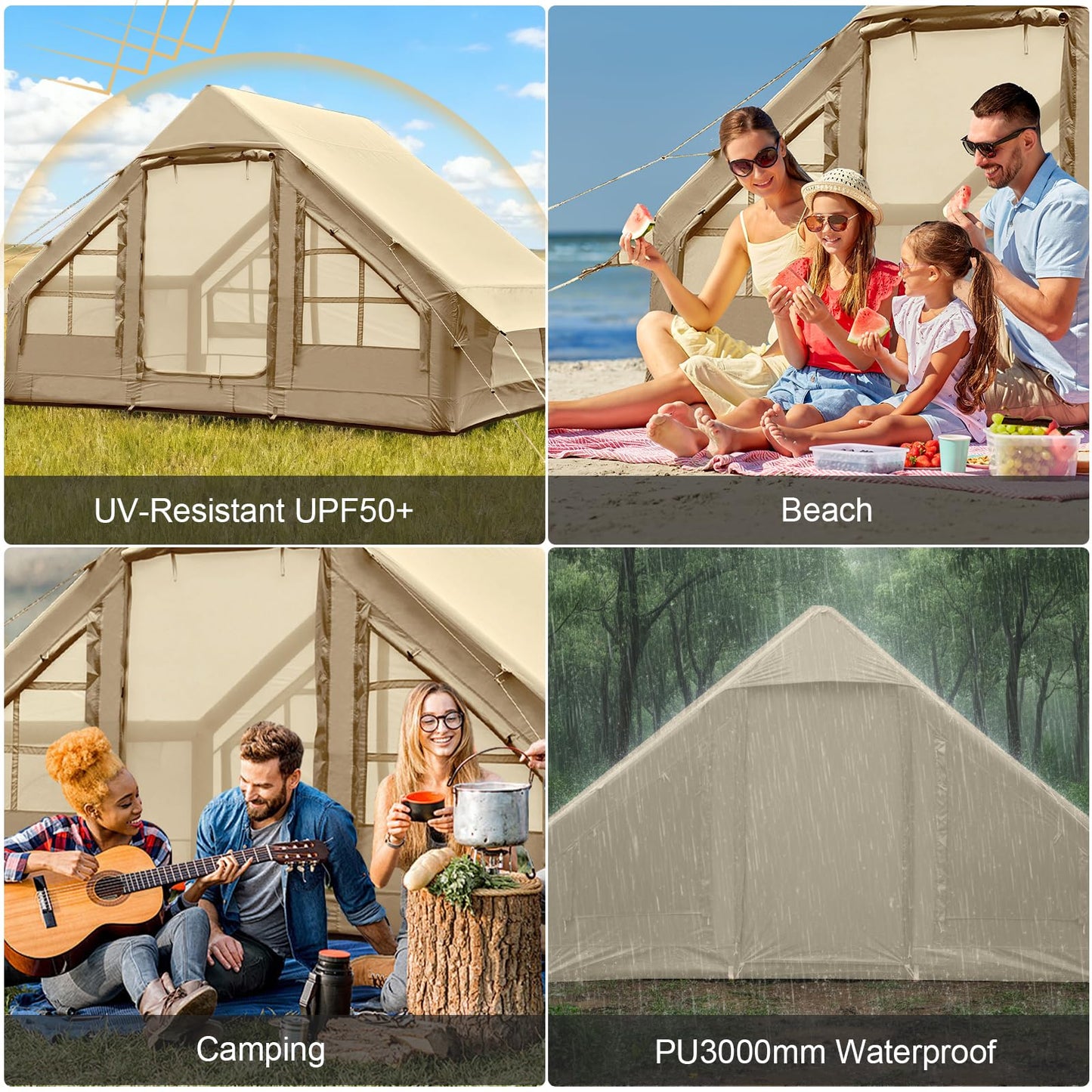 Inflatable Tents for Camping,Easy Blow Up Tent with Hand Pump,4 Seasons Waterproof Air Inflatable Camping Tent House for Family Weekend Camping