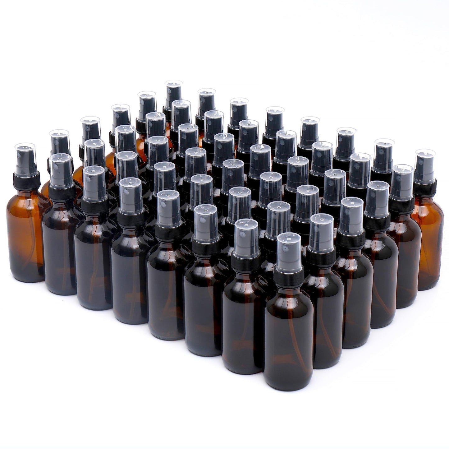 NOOEEISS Amber Glass Small Spray Bottle 2 oz 24 Packs,Fine Mist Sprayer Small Clear Bottles,Refillable Containers mini spray bottles for Cleaning Solutions and Skin Care (Amber 24pcs)