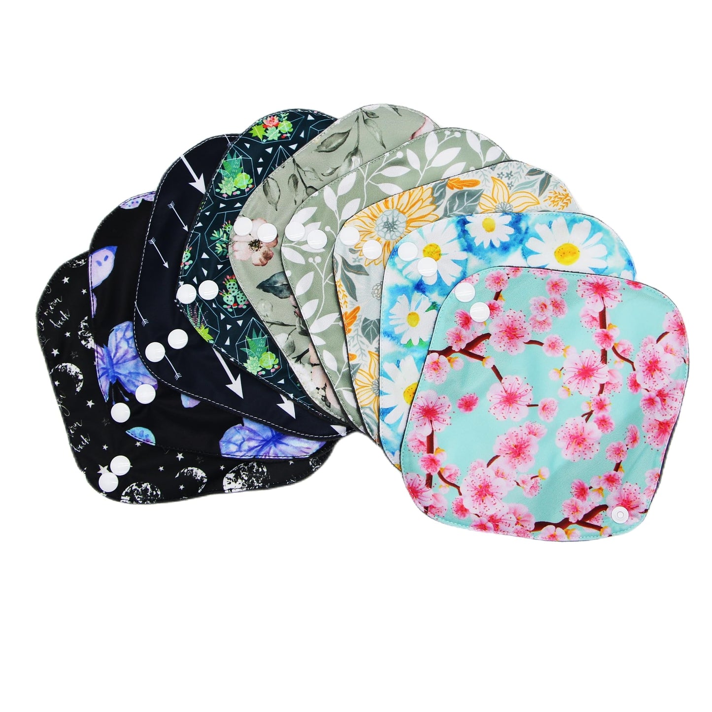 Large Random Prints Reusable Cloth Menstrual Pads Waterproof Sanitary Pads (5randompads)