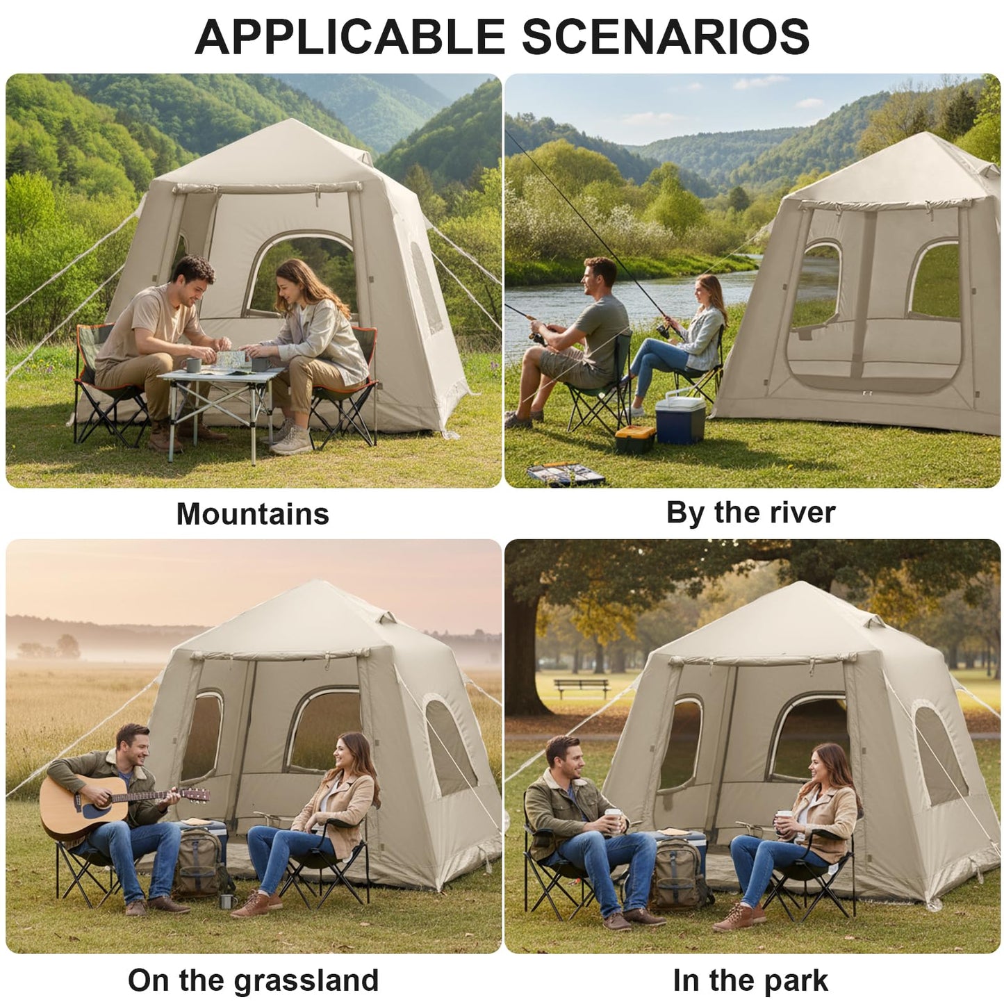 Inflatable Tents for Camping,Easy Blow Up Tent with Hand Pump,4 Seasons Waterproof Air Inflatable Camping Tent House for Family Weekend Camping