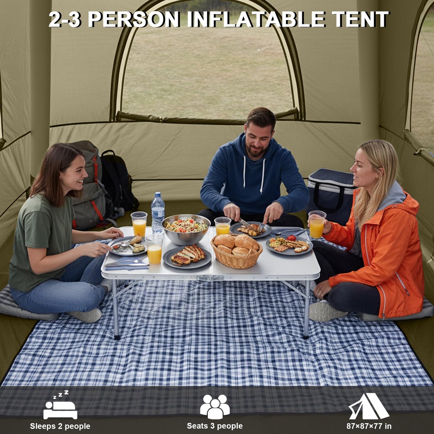 Inflatable Tents for Camping,Easy Blow Up Tent with Hand Pump,4 Seasons Waterproof Air Inflatable Camping Tent House for Family Weekend Camping
