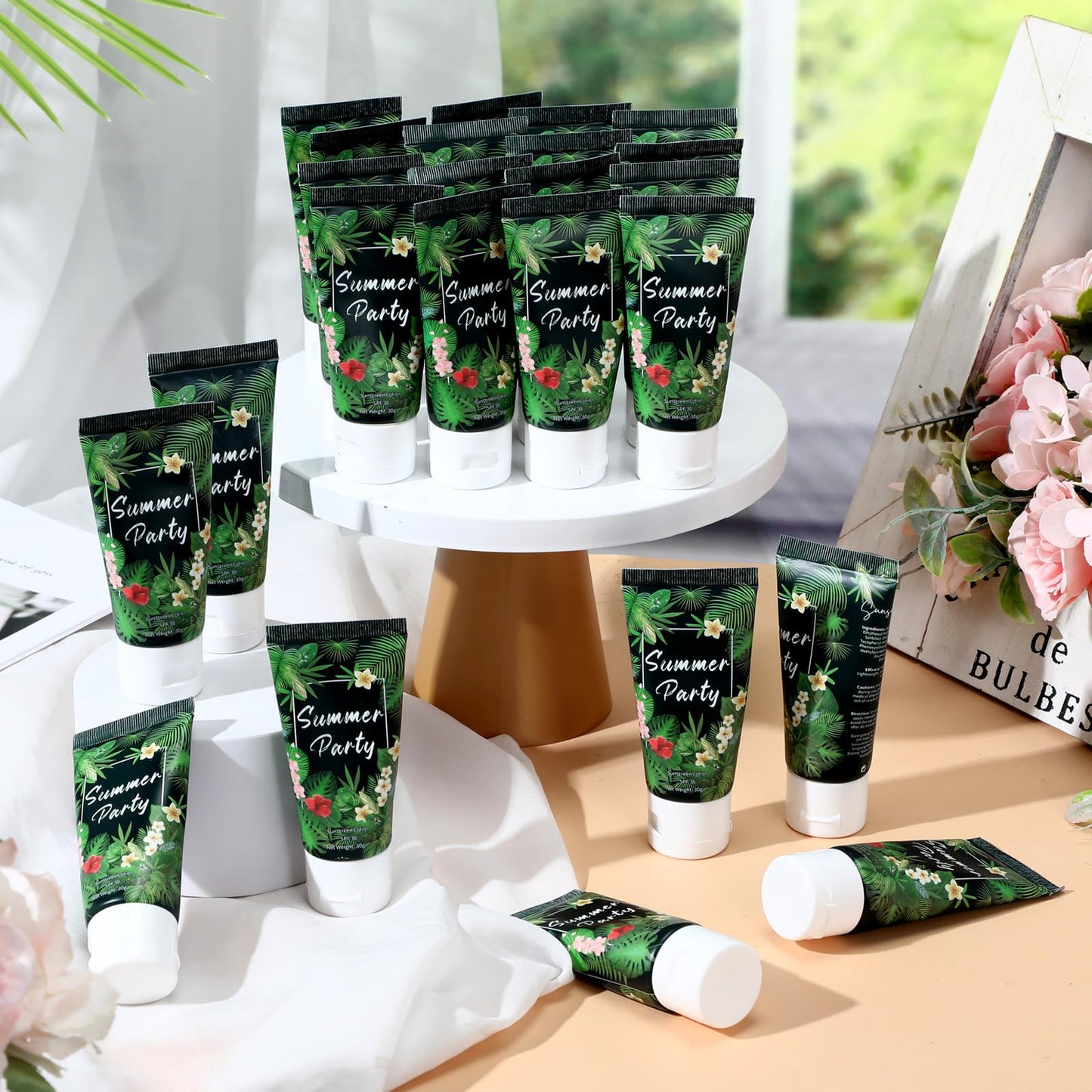 48 Pcs Mini Sunscreen Bulk for Summer Party Wedding SPF 30 Water Resistant Sunscreen Lotion Bulk 1oz Travel Size for Thank You Gifts Wedding Party Supplies (Eucalyptus)