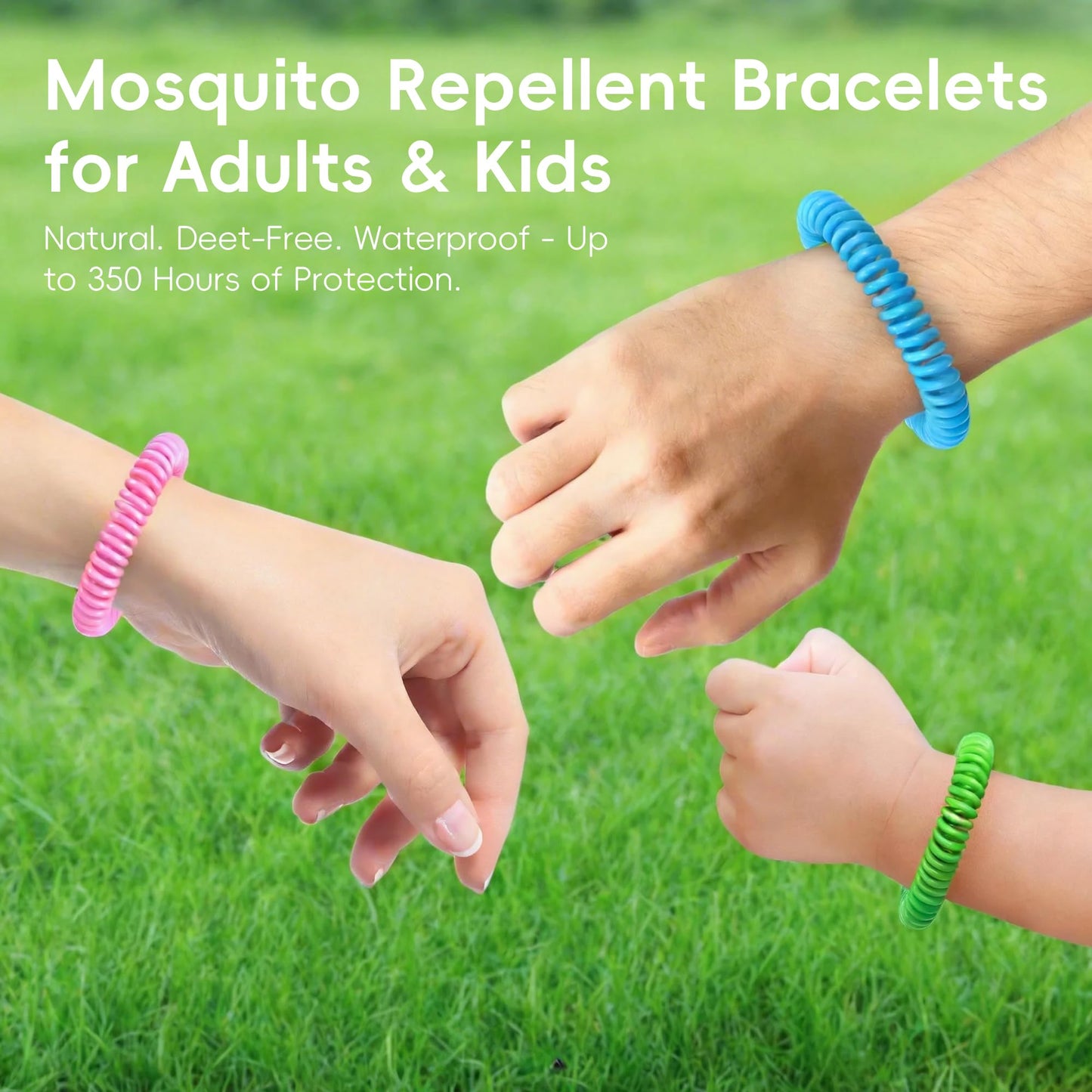 BuggyBands 60 Pack Mosquito Repellent Bracelets, Individually Wrapped Wristbands, DEET Free, Natural and Waterproof Bands, Camping Travel Essentials (60 Count (Pack of 1))