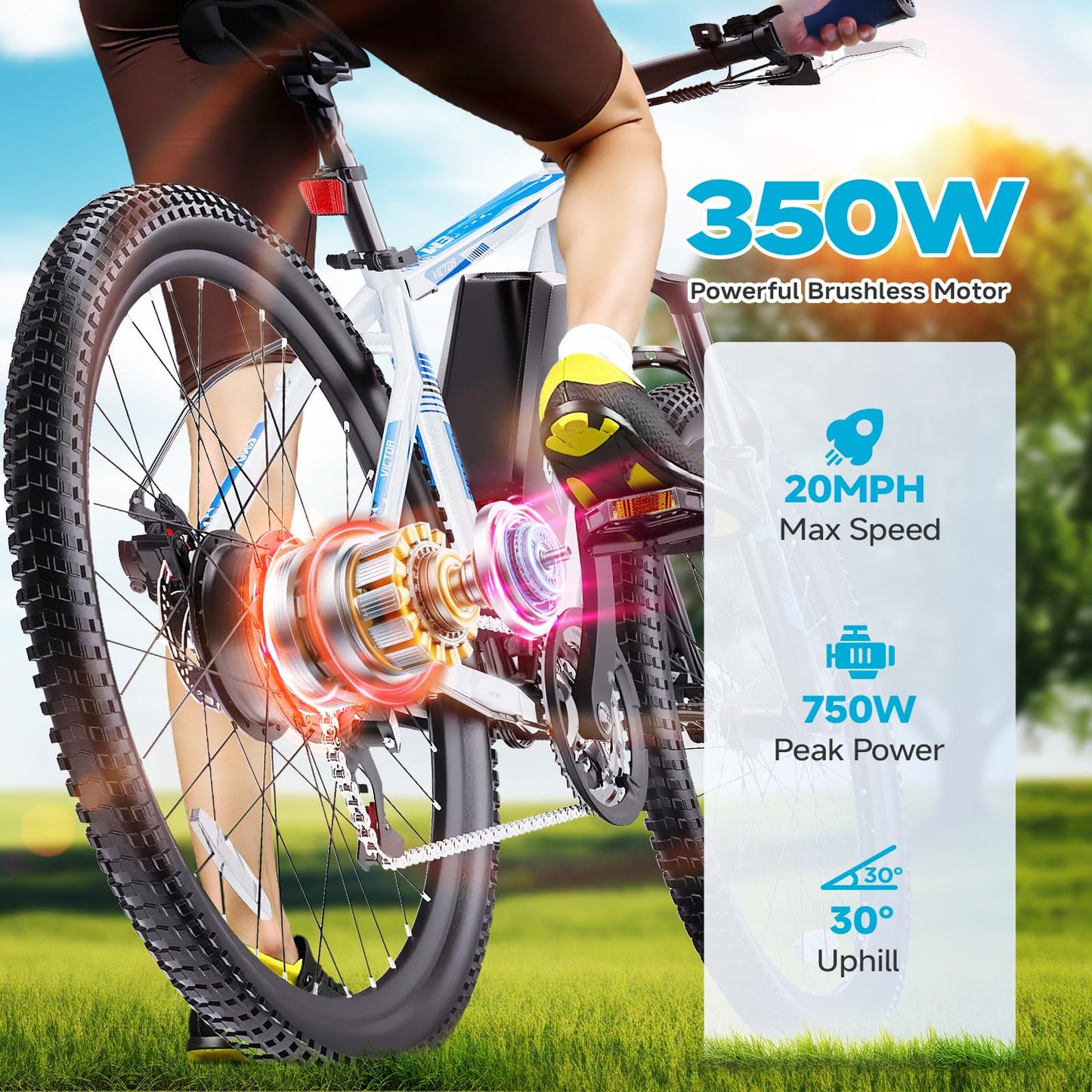 QNUT Electric Bike for Adults with Peak 1000W Motor 26" Victor Mountain Lightweight Ebike, 10.4Ah/7.8Ah Removable Battery Up to 40-60 Miles, 22MPH E Bike Commuter E-MTB for Teens, UL 2849 Certified