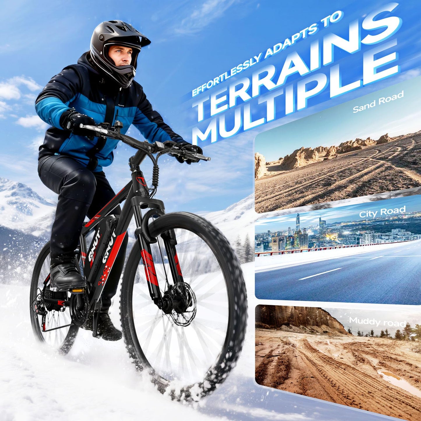 QNUT Electric Bike for Adults with Peak 1000W Motor 26" Victor Mountain Lightweight Ebike, 10.4Ah/7.8Ah Removable Battery Up to 40-60 Miles, 22MPH E Bike Commuter E-MTB for Teens, UL 2849 Certified