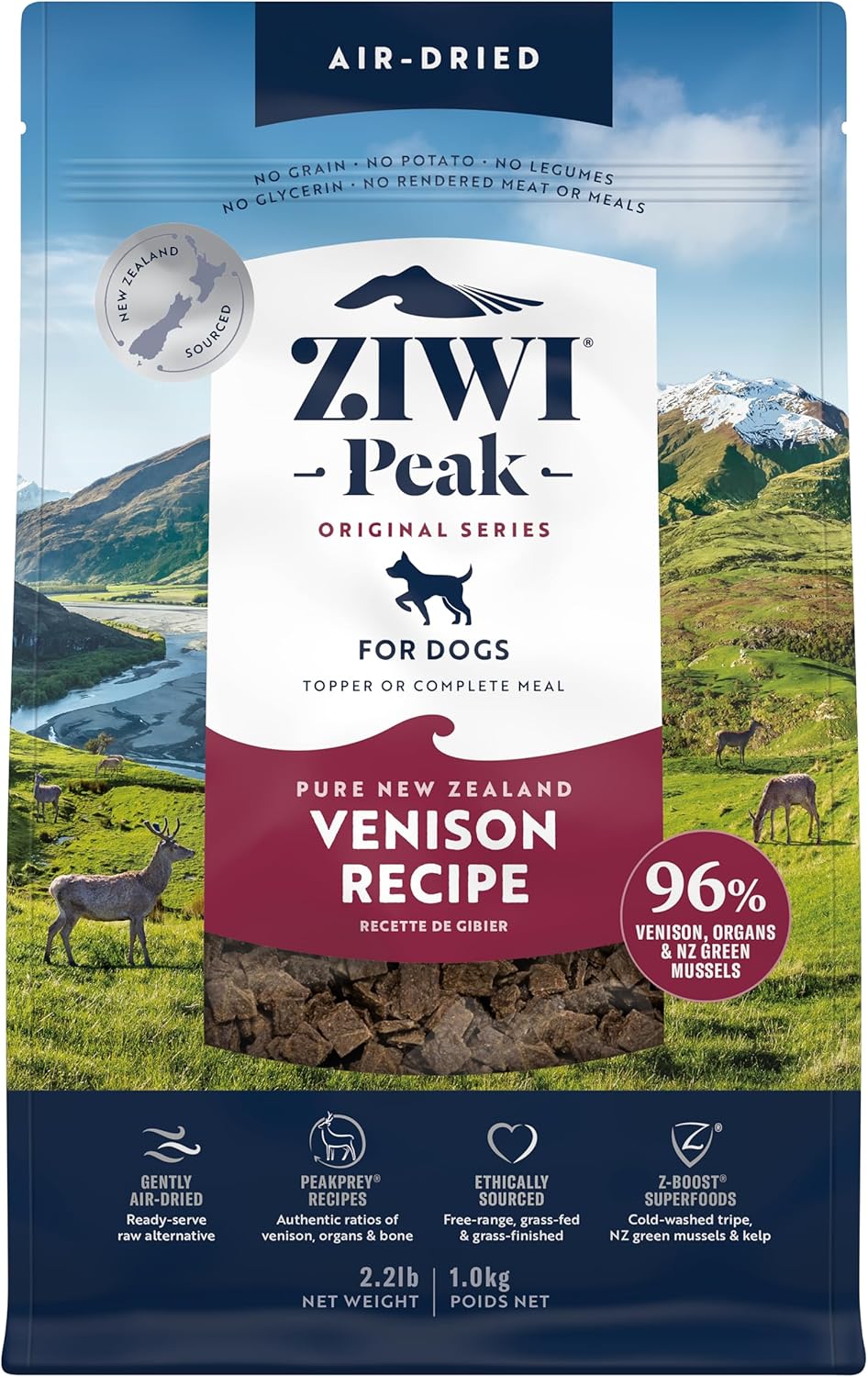 ZIWI Peak Air-Dried Dog Food Bundle - All Natural, High Protein, Grain Free & Limited Ingredient with Superfoods (Beef, Lamb & Chicken, 16oz Each)