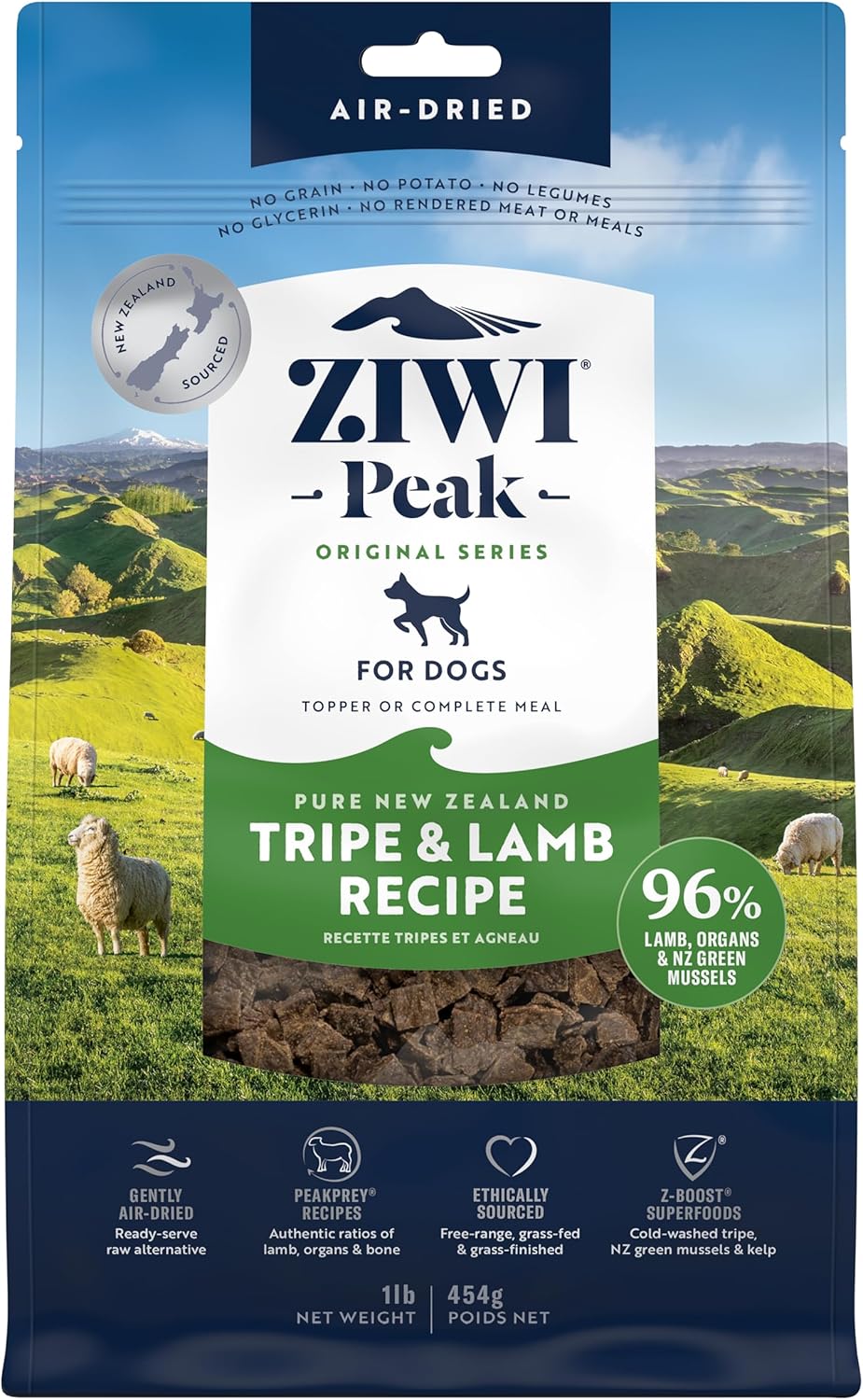ZIWI Peak Air-Dried Dog Food Bundle - All Natural, High Protein, Grain Free & Limited Ingredient with Superfoods (Beef, Lamb & Chicken, 16oz Each)
