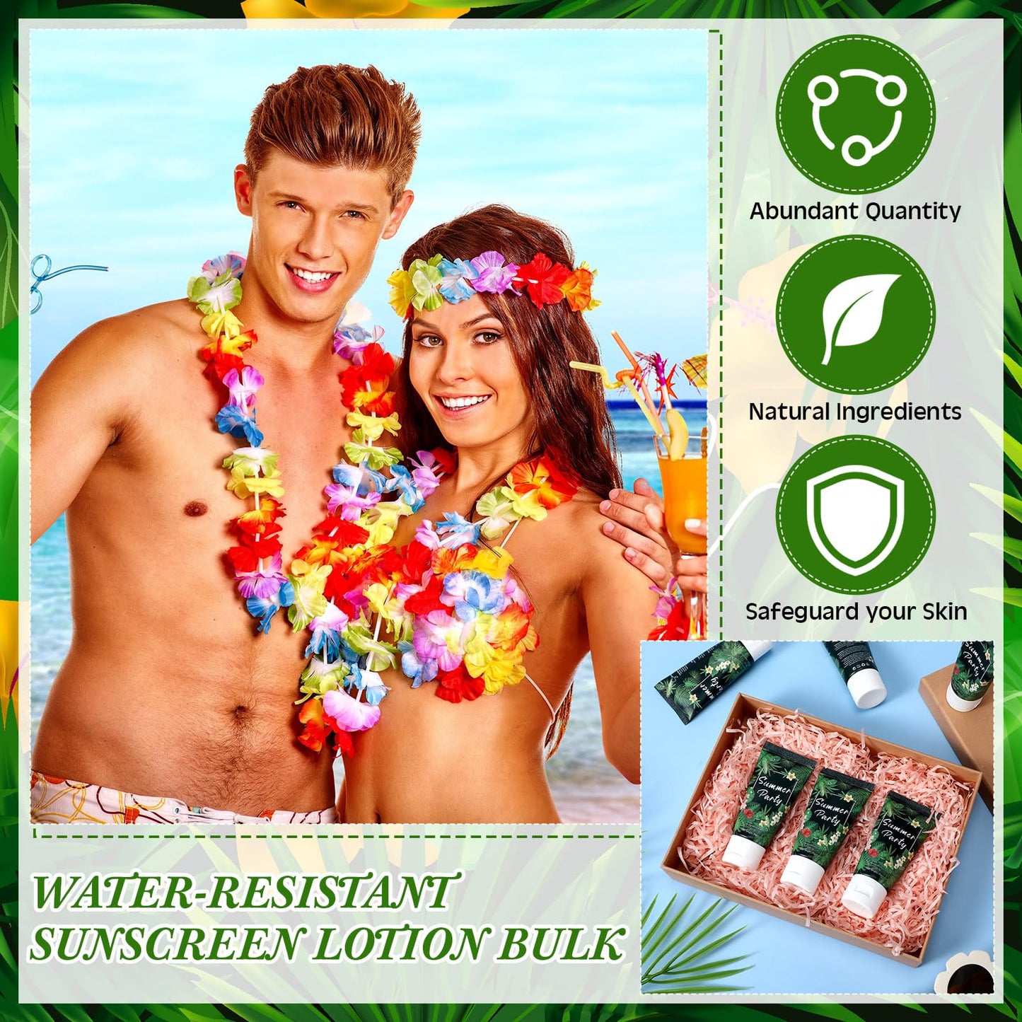 48 Pcs Mini Sunscreen Bulk for Summer Party Wedding SPF 30 Water Resistant Sunscreen Lotion Bulk 1oz Travel Size for Thank You Gifts Wedding Party Supplies (Eucalyptus)