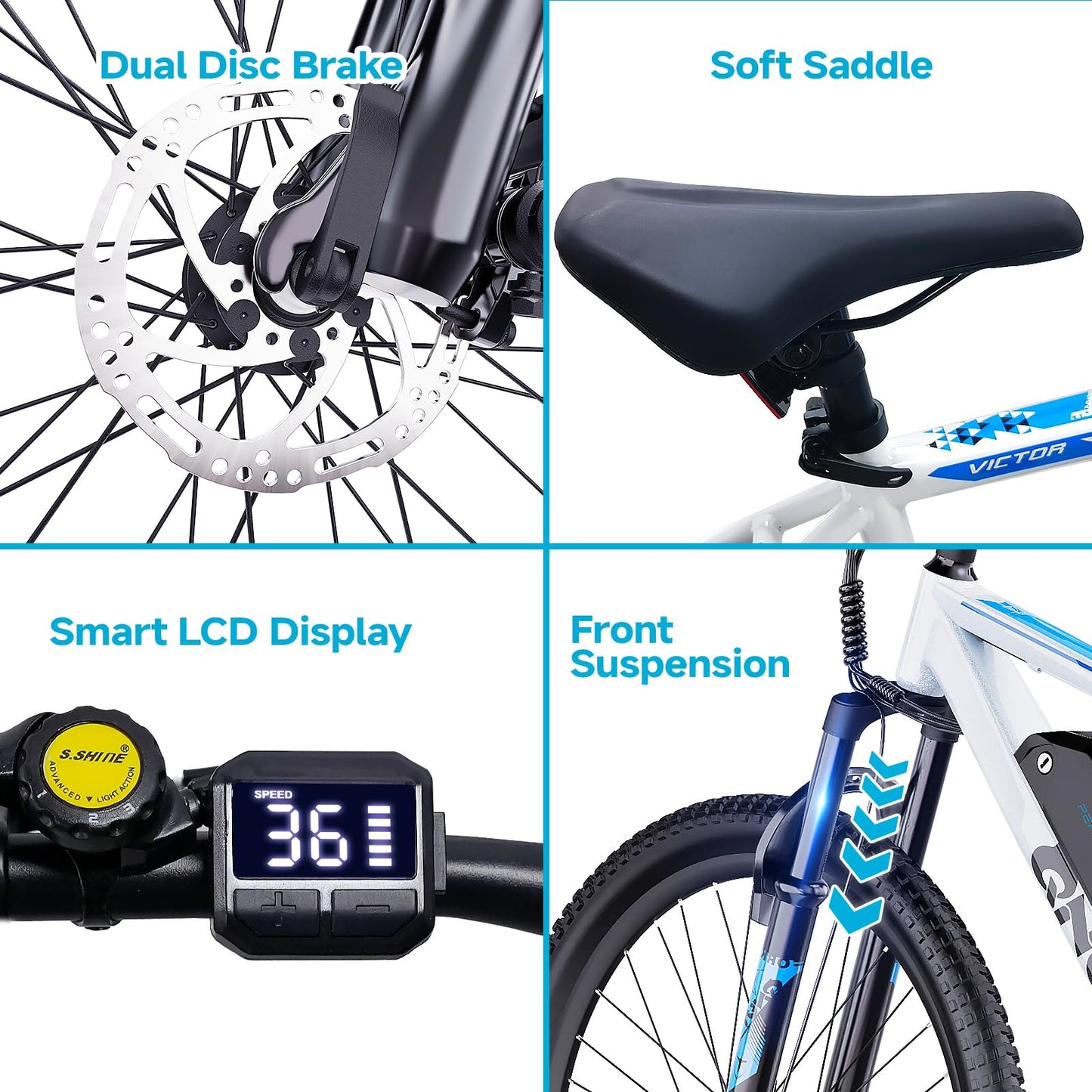 QNUT Electric Bike for Adults with Peak 1000W Motor 26" Victor Mountain Lightweight Ebike, 10.4Ah/7.8Ah Removable Battery Up to 40-60 Miles, 22MPH E Bike Commuter E-MTB for Teens, UL 2849 Certified