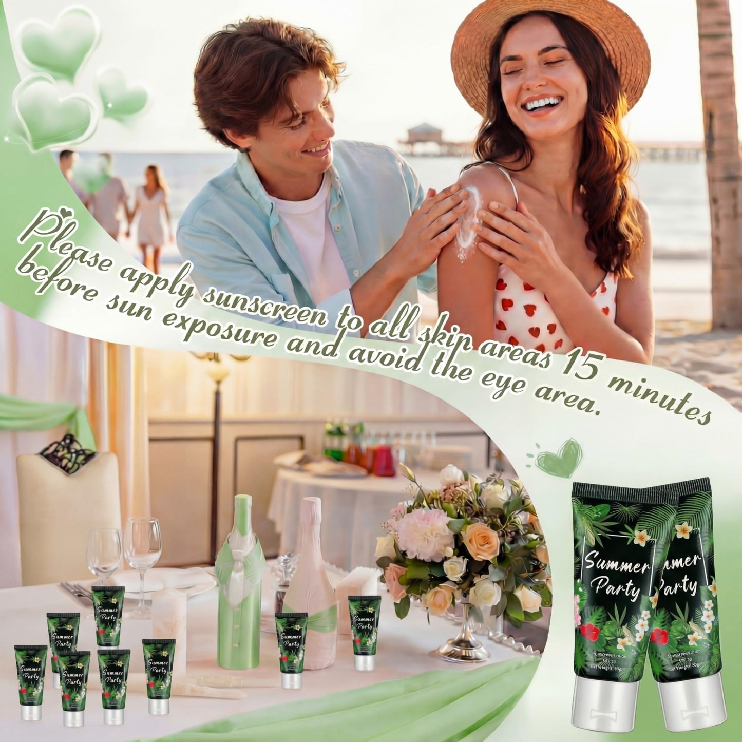 48 Pcs Mini Sunscreen Bulk for Summer Party Wedding SPF 30 Water Resistant Sunscreen Lotion Bulk 1oz Travel Size for Thank You Gifts Wedding Party Supplies (Eucalyptus)