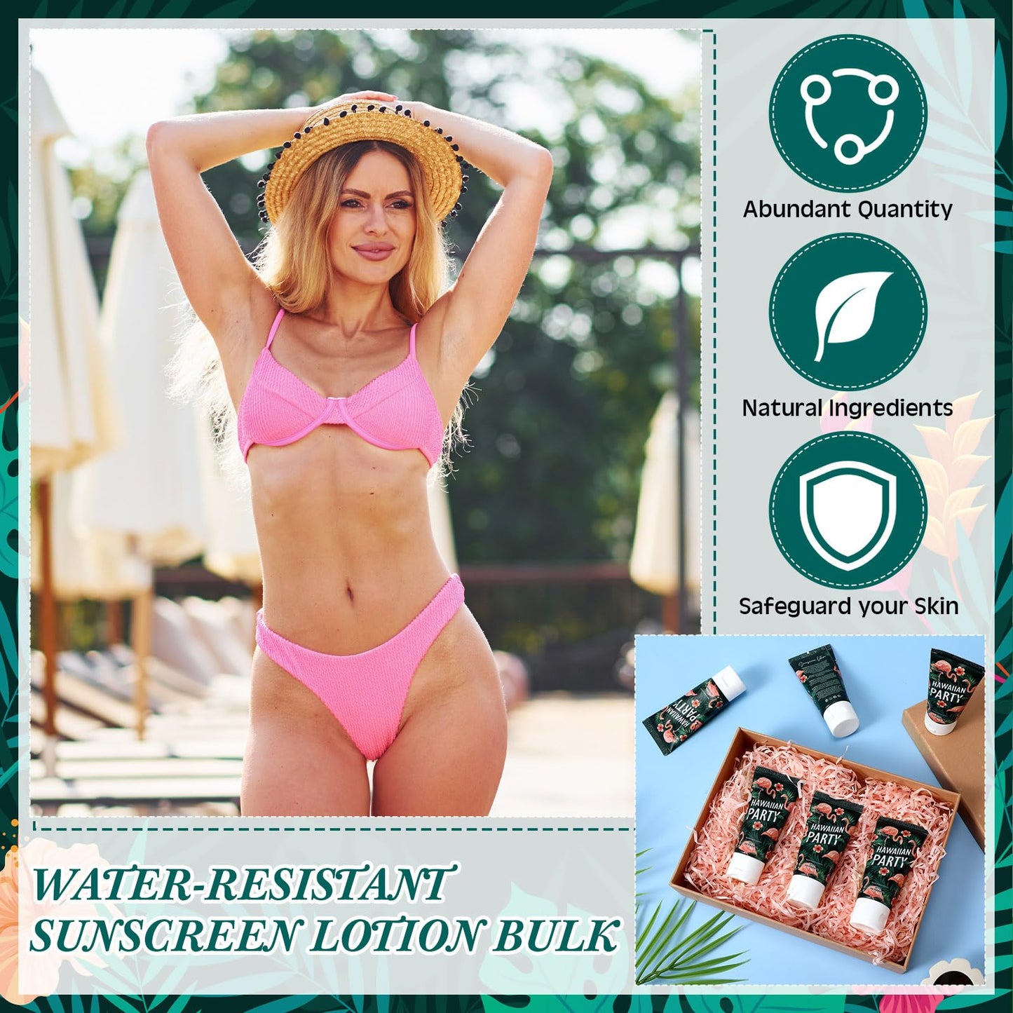 48 Pcs Mini Sunscreen Bulk for Summer Party Wedding SPF 30 Water Resistant Sunscreen Lotion Bulk 1oz Travel Size for Thank You Gifts Wedding Party Supplies (Eucalyptus)