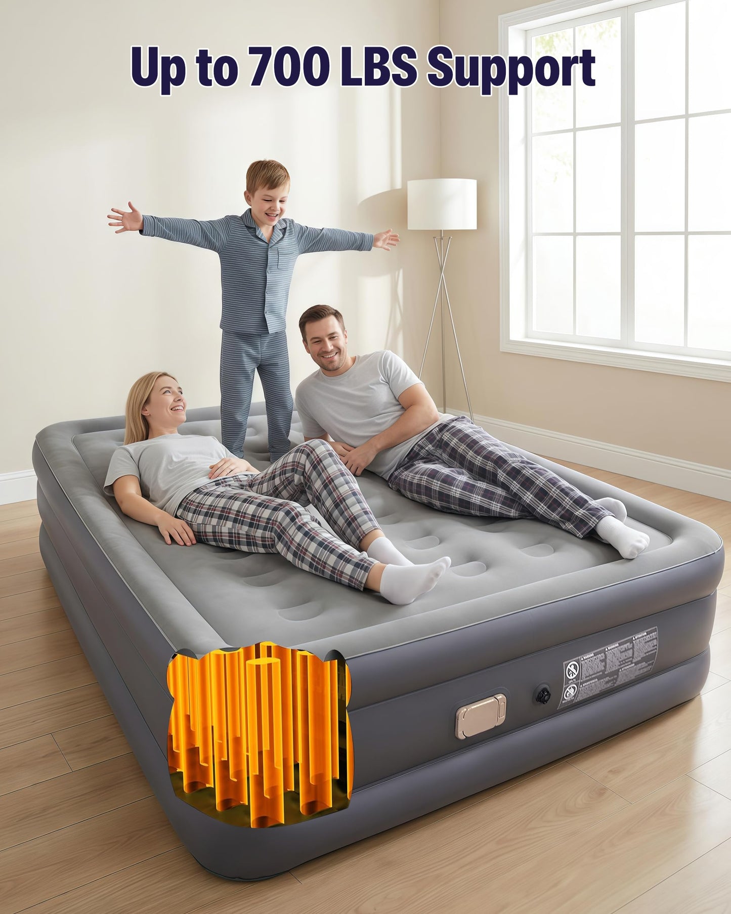 A-ER-FA Queen Air Mattress with Detachable Headboard and Cup Holder - 20 Height 700lbs Capacity Comfort Inflatable Bed for Guests Home Camping and Travel Durable Construction,Colchón Inflable,Air Bed
