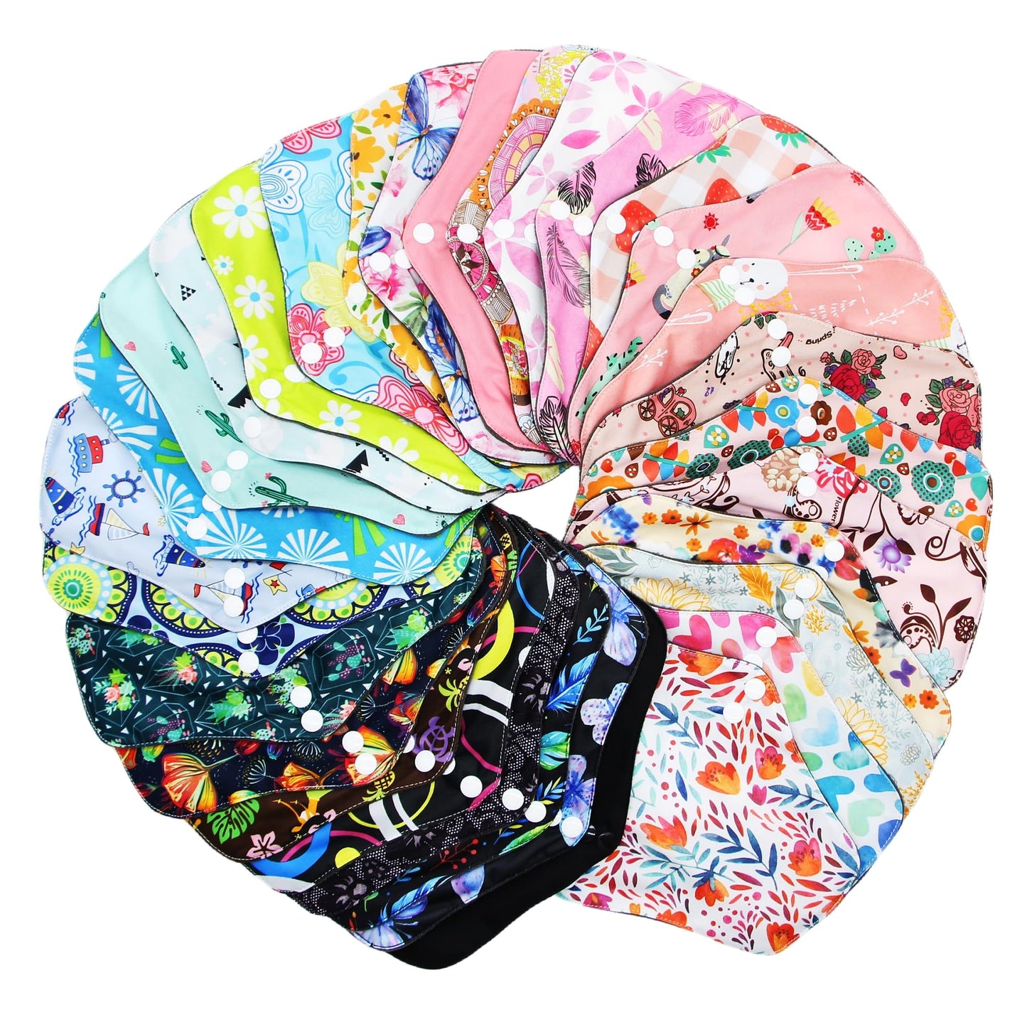 Large Random Prints Reusable Cloth Menstrual Pads Waterproof Sanitary Pads (5randompads)