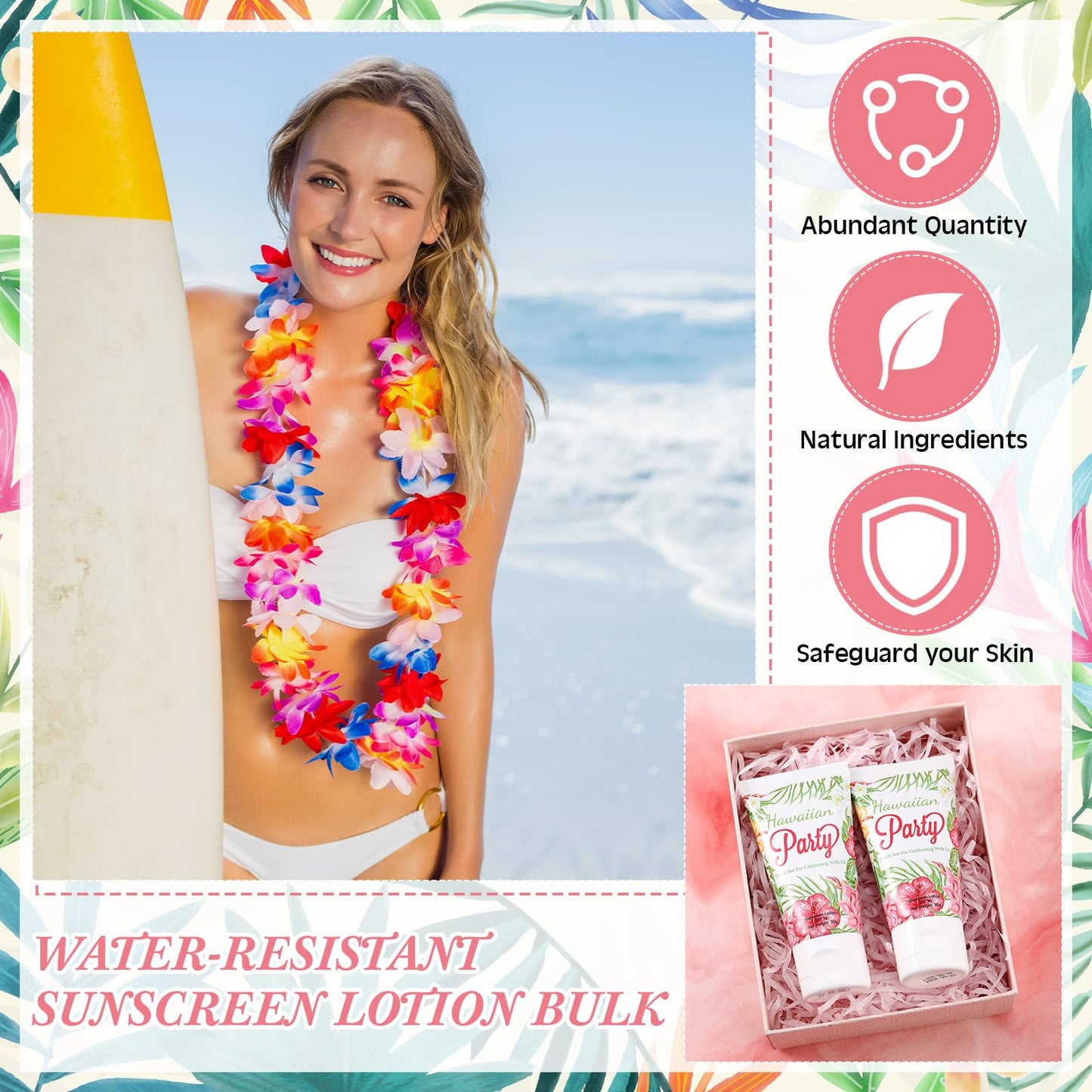 48 Pcs Mini Sunscreen Bulk for Summer Party Wedding SPF 30 Water Resistant Sunscreen Lotion Bulk 1oz Travel Size for Thank You Gifts Wedding Party Supplies (Eucalyptus)