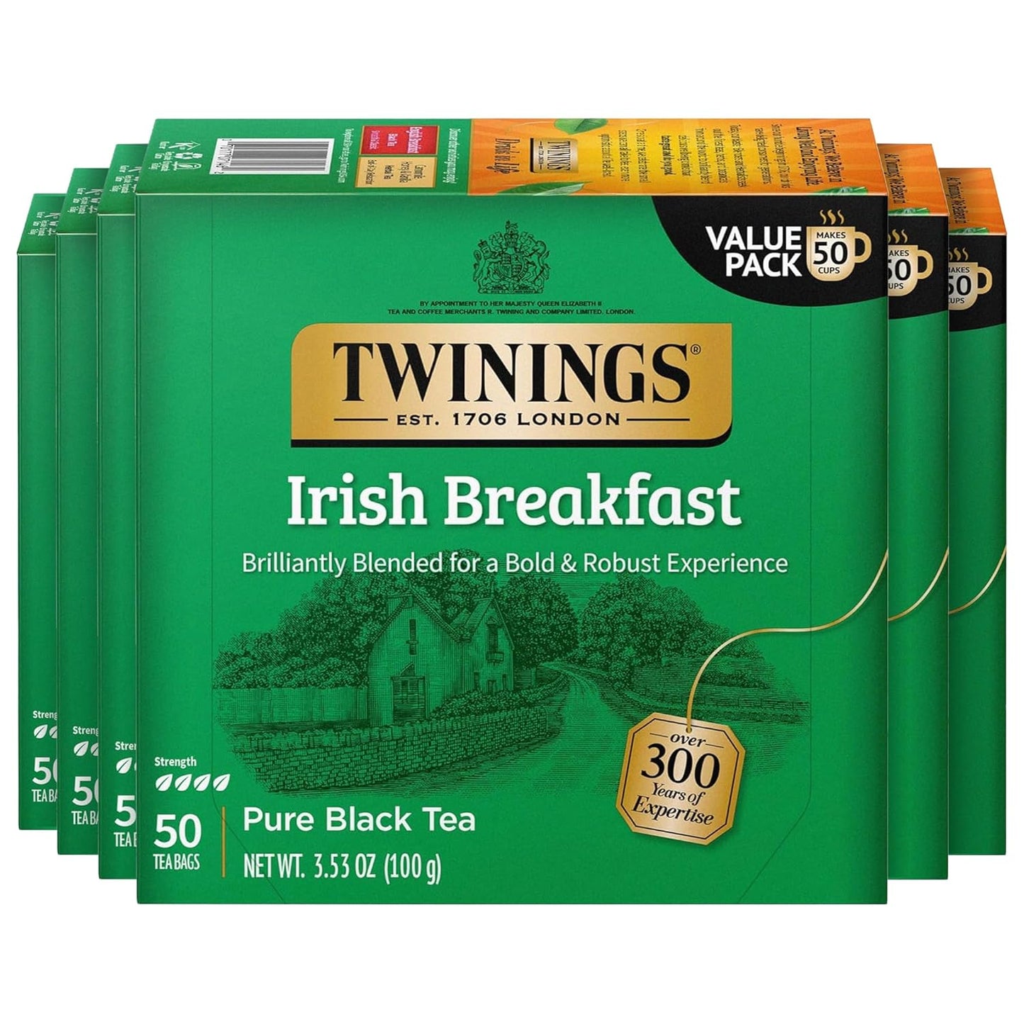 Twinings Pure Green Tea Individually Wrapped Bags, 100 Count (Pack of 1), Smooth & Refreshing, Caffeinated, Enjoy Hot or Iced, 100 Teabags
