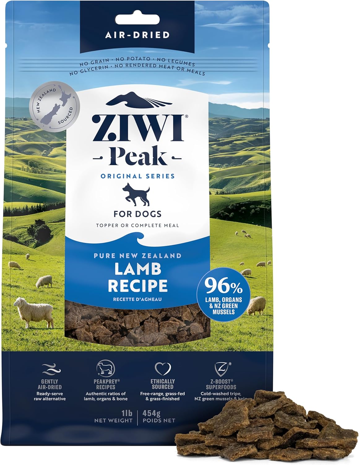 ZIWI Peak Air-Dried Dog Food Bundle - All Natural, High Protein, Grain Free & Limited Ingredient with Superfoods (Beef, Lamb & Chicken, 16oz Each)