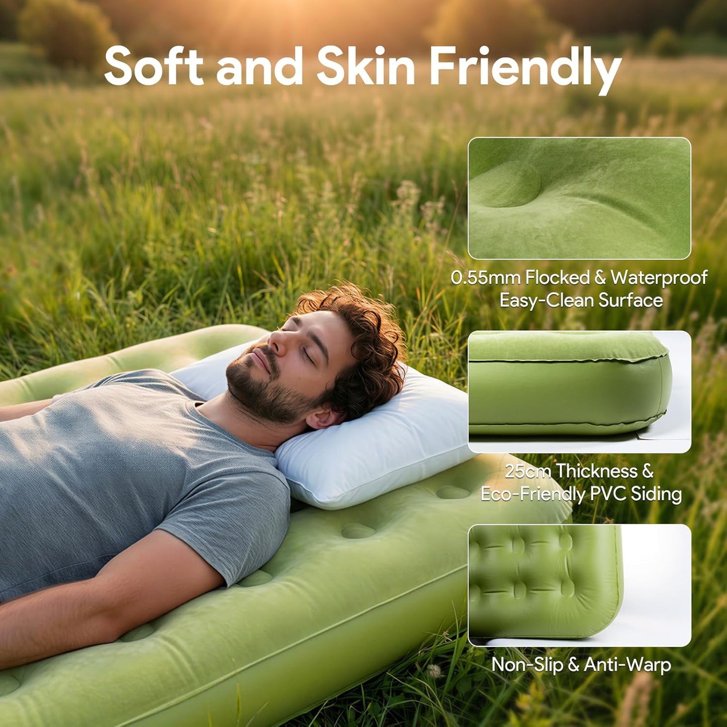 Minthouz Self Inflating Sleeping Pad with Electric Pump, One-Click Inflate/Deflate 1-2 Mins, 9.8" Ultra-Thick Camping Sleeping Pad for Car Travel Tent