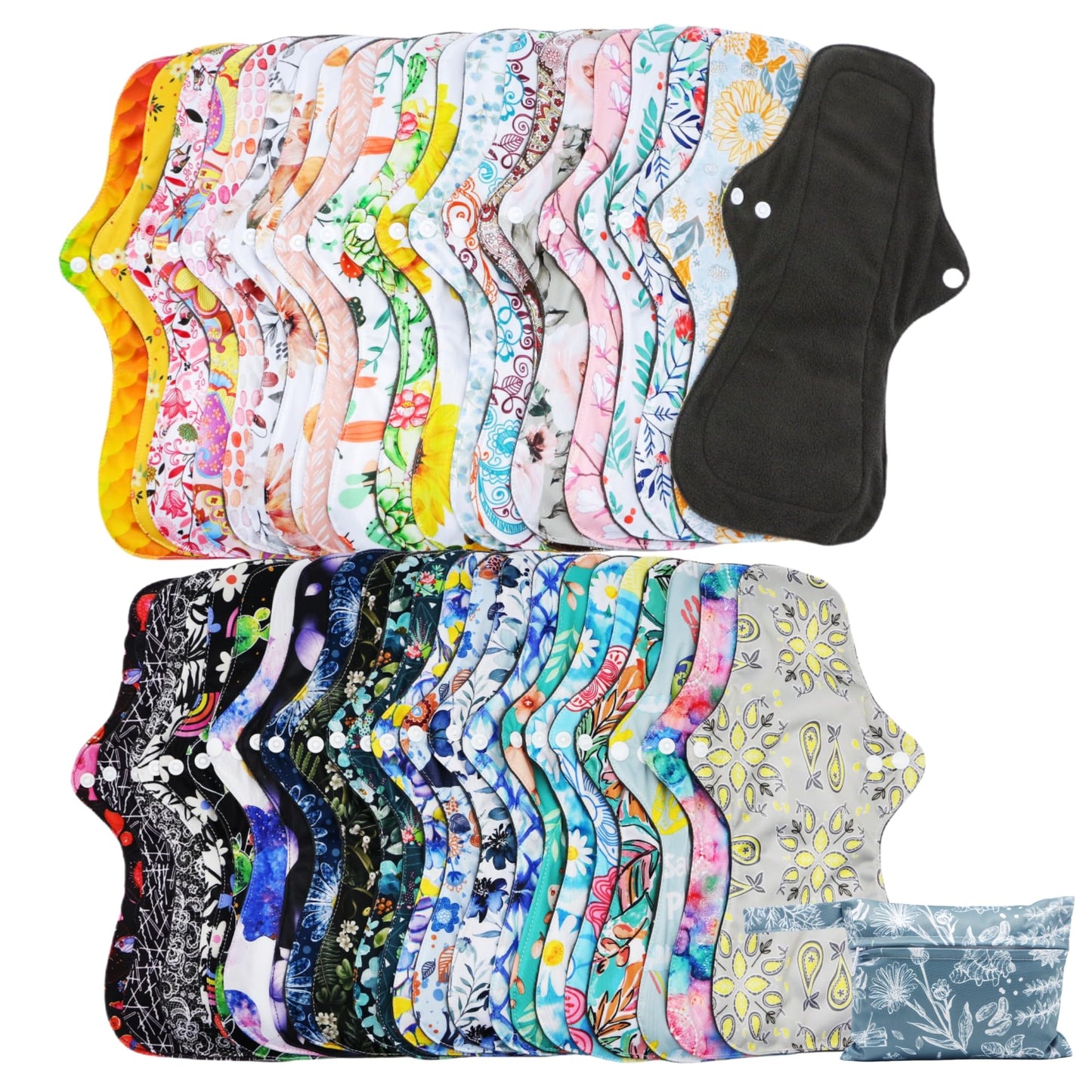 Large Random Prints Reusable Cloth Menstrual Pads Waterproof Sanitary Pads (5randompads)