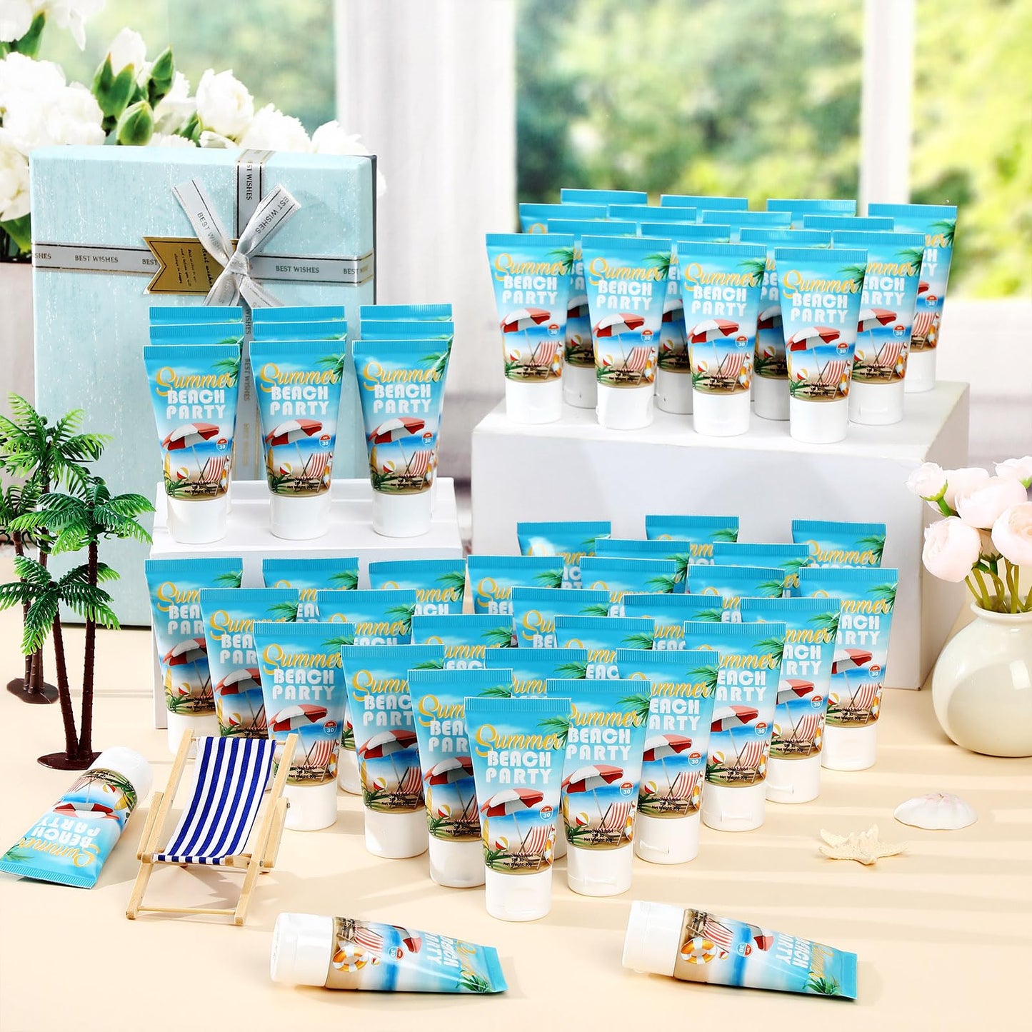 48 Pcs Mini Sunscreen Bulk for Summer Party Wedding SPF 30 Water Resistant Sunscreen Lotion Bulk 1oz Travel Size for Thank You Gifts Wedding Party Supplies (Eucalyptus)