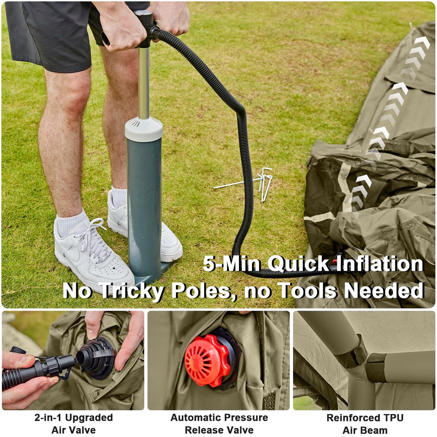 Inflatable Tents for Camping,Easy Blow Up Tent with Hand Pump,4 Seasons Waterproof Air Inflatable Camping Tent House for Family Weekend Camping