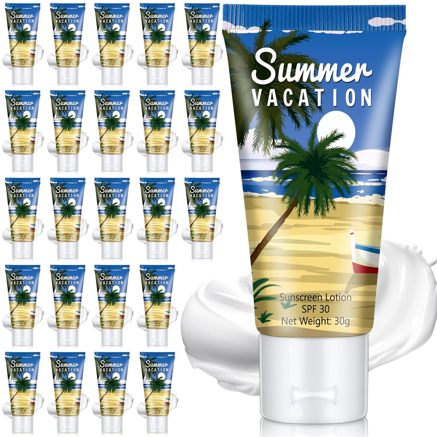 48 Pcs Mini Sunscreen Bulk for Summer Party Wedding SPF 30 Water Resistant Sunscreen Lotion Bulk 1oz Travel Size for Thank You Gifts Wedding Party Supplies (Eucalyptus)