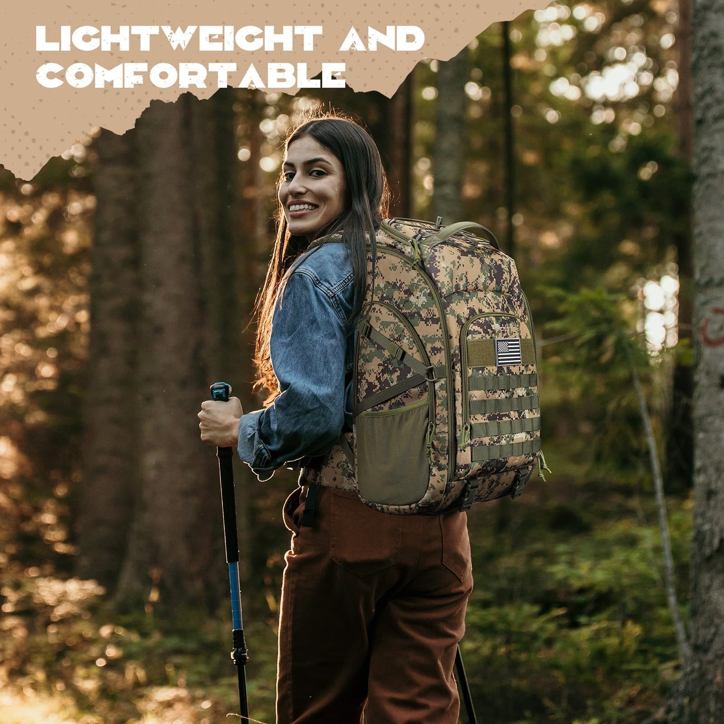 Maelstrom Tactical Backpack for Men, Water Resistant 40L Military Backpack, for Hiking, Camping, Gym with Molle System (Khaki)