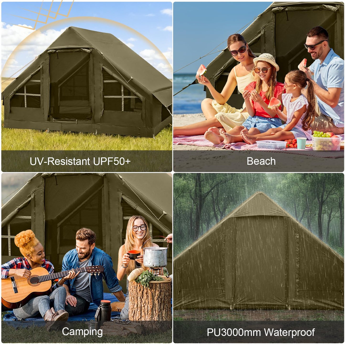 Inflatable Tents for Camping,Easy Blow Up Tent with Hand Pump,4 Seasons Waterproof Air Inflatable Camping Tent House for Family Weekend Camping
