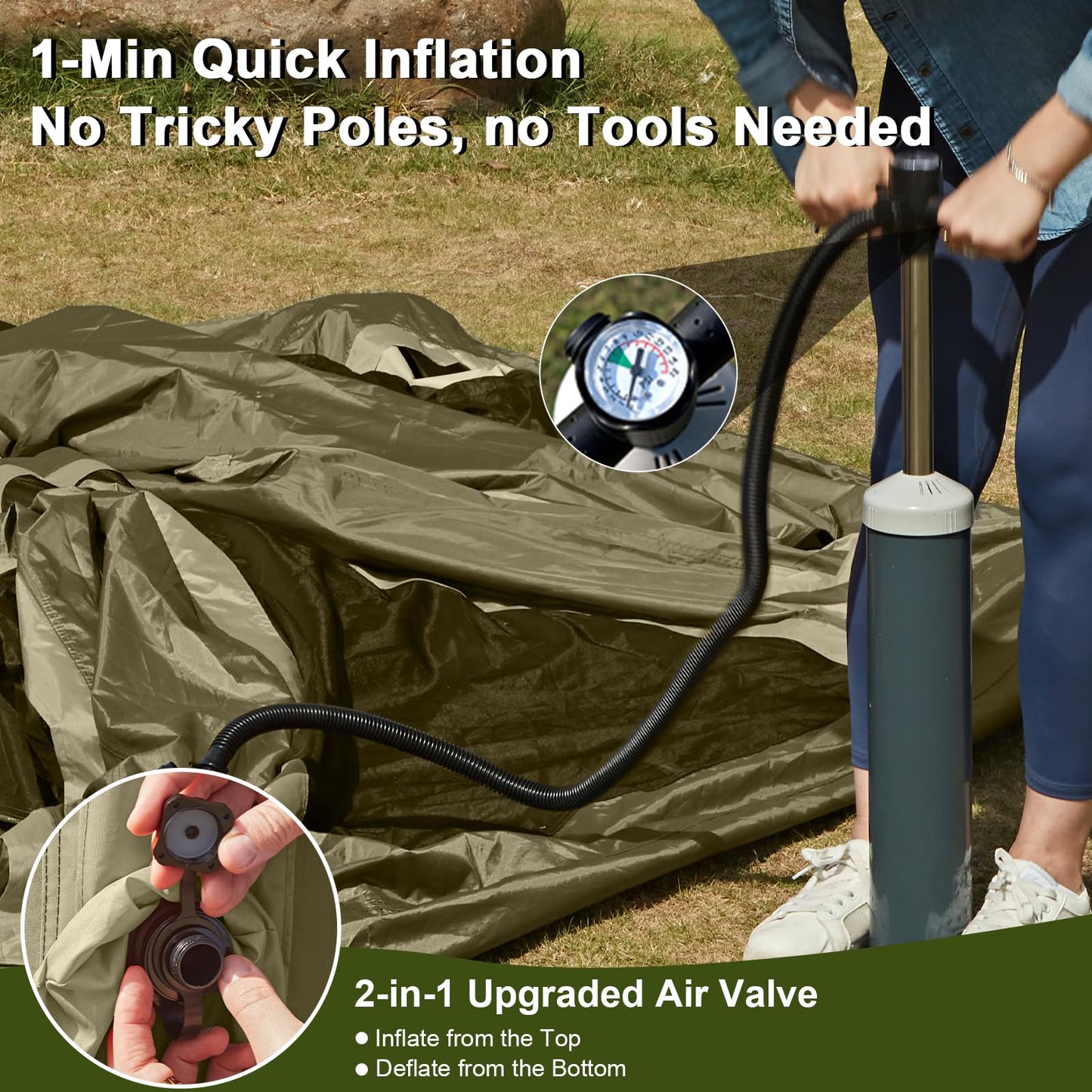 Inflatable Tents for Camping,Easy Blow Up Tent with Hand Pump,4 Seasons Waterproof Air Inflatable Camping Tent House for Family Weekend Camping