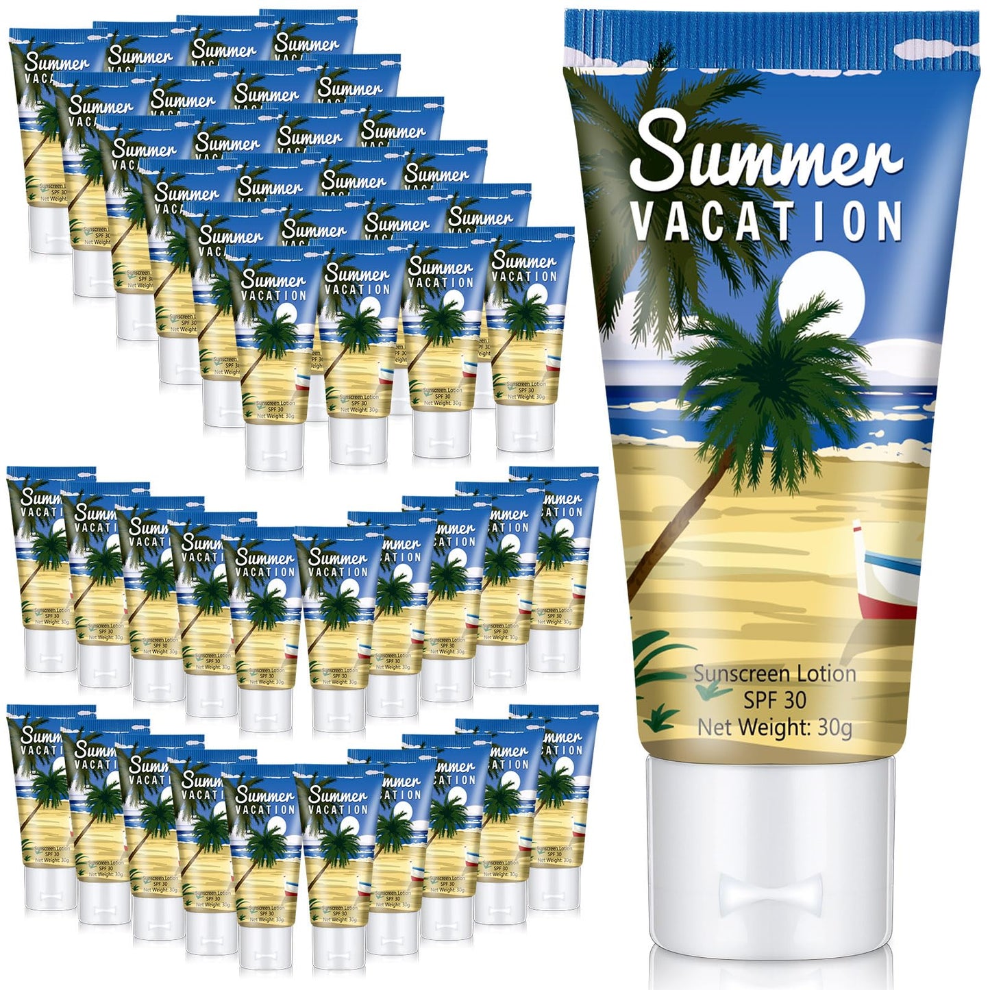 48 Pcs Mini Sunscreen Bulk for Summer Party Wedding SPF 30 Water Resistant Sunscreen Lotion Bulk 1oz Travel Size for Thank You Gifts Wedding Party Supplies (Eucalyptus)