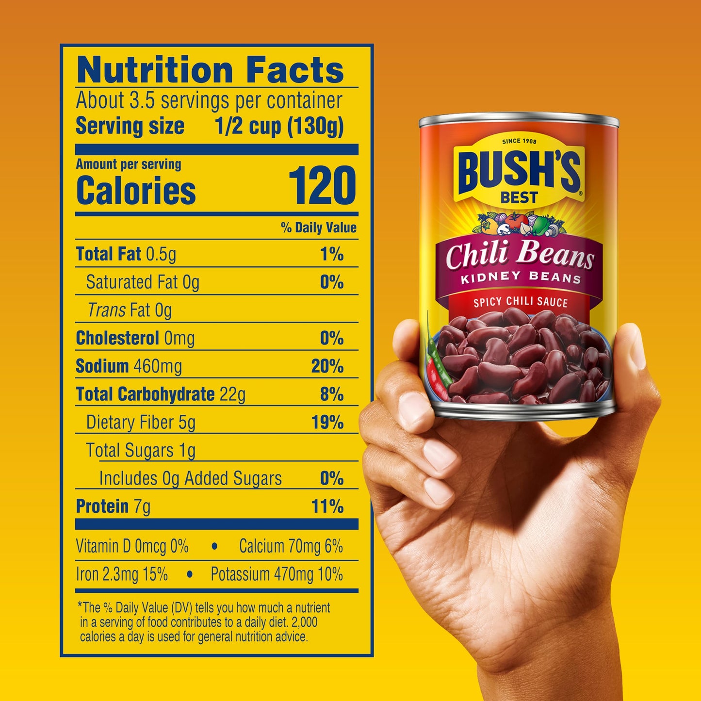 BUSH'S BEST 16 oz Canned Mild Red Chili Beans, Source of Plant Based Protein and Fiber, Low Fat, Gluten Free, (Pack of 12)