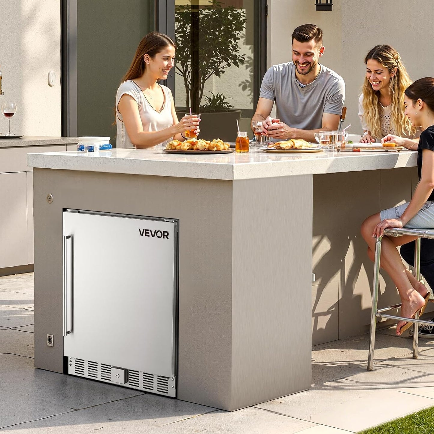 VEVOR Back Bar Cooler, 7.4 Cu. Ft Commercial Beverage Refrigerator, Under Counter Bar Fridge with 2 Sliding Doors, LED Lighting, Adjustable Shelves, Low-E Glass Display Cooler for Beer, Wine, Drink