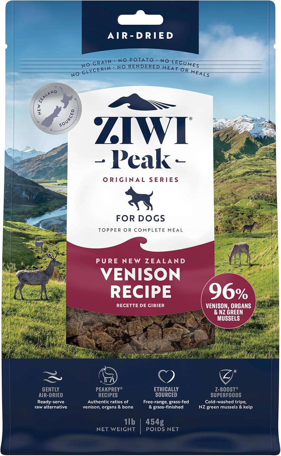 ZIWI Peak Air-Dried Dog Food Bundle - All Natural, High Protein, Grain Free & Limited Ingredient with Superfoods (Beef, Lamb & Chicken, 16oz Each)