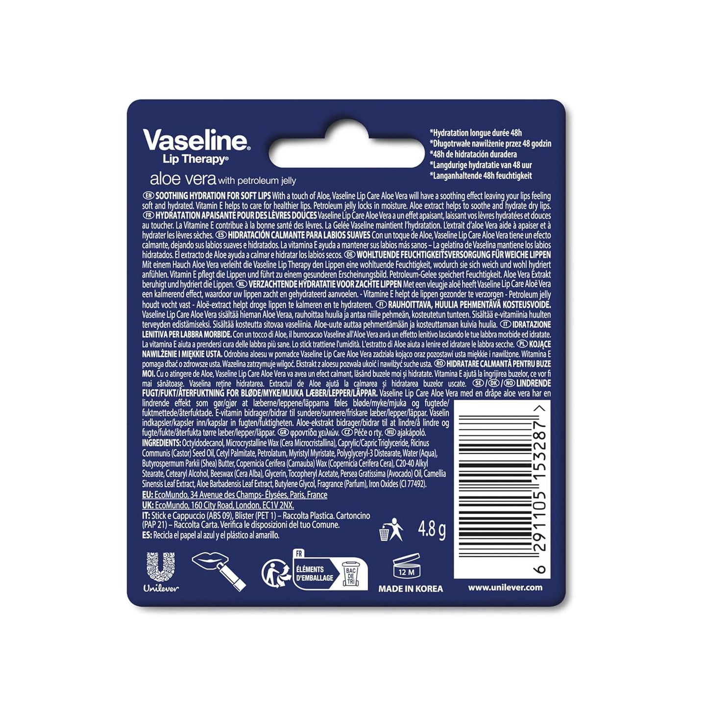 Vaseline Lip Rosy, Fast-Acting Nourishment, Ideal for Chapped, Dry, Cracked, or Damaged Lips, Lip Balm,12 Sticks, 1 Box