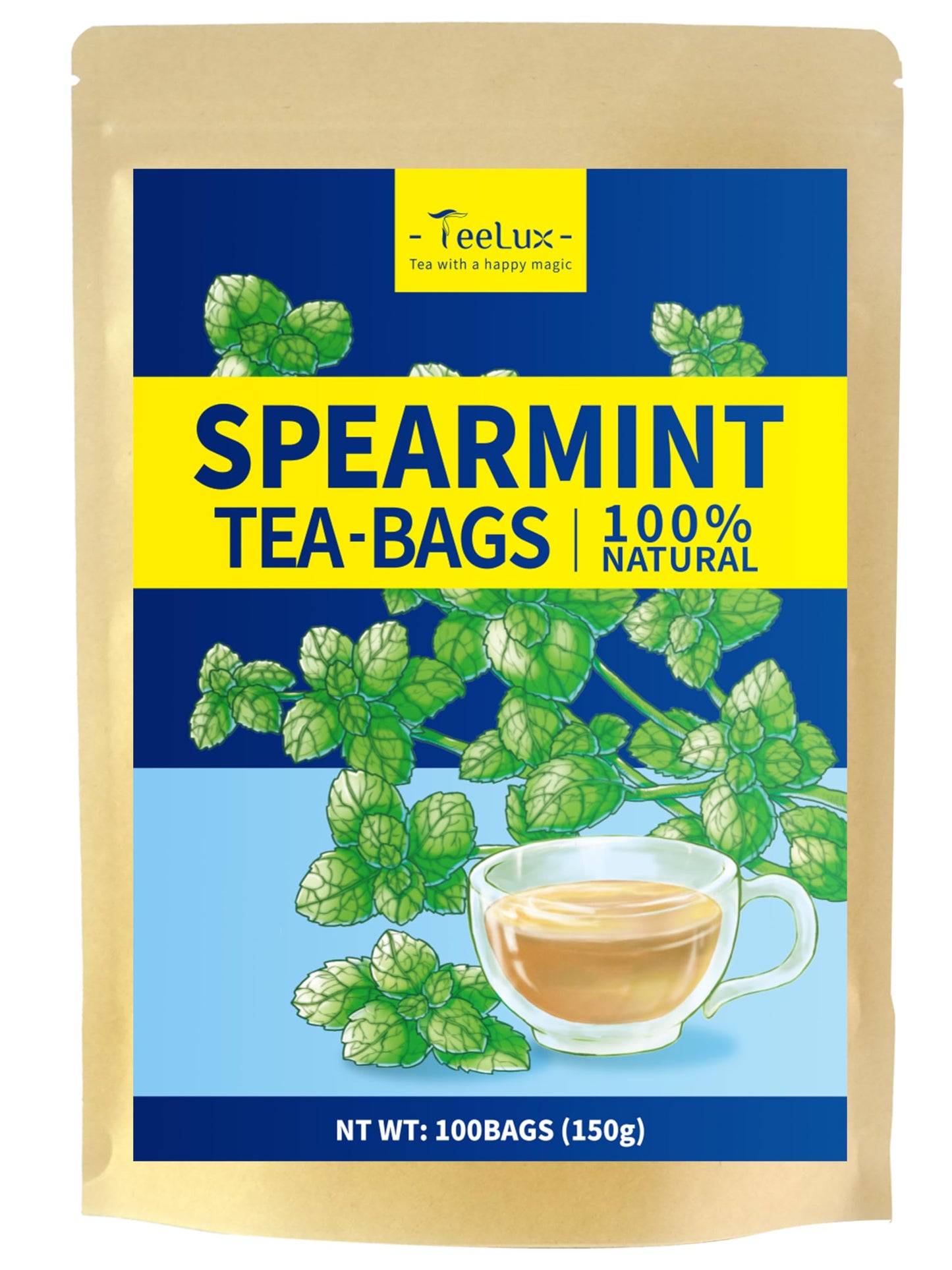 TeeLux Chamomile Tea Bags, 1.5g/bag, Pure Natural Chamomile Flowers Herbal Tea, Caffeine Free, 100 Count