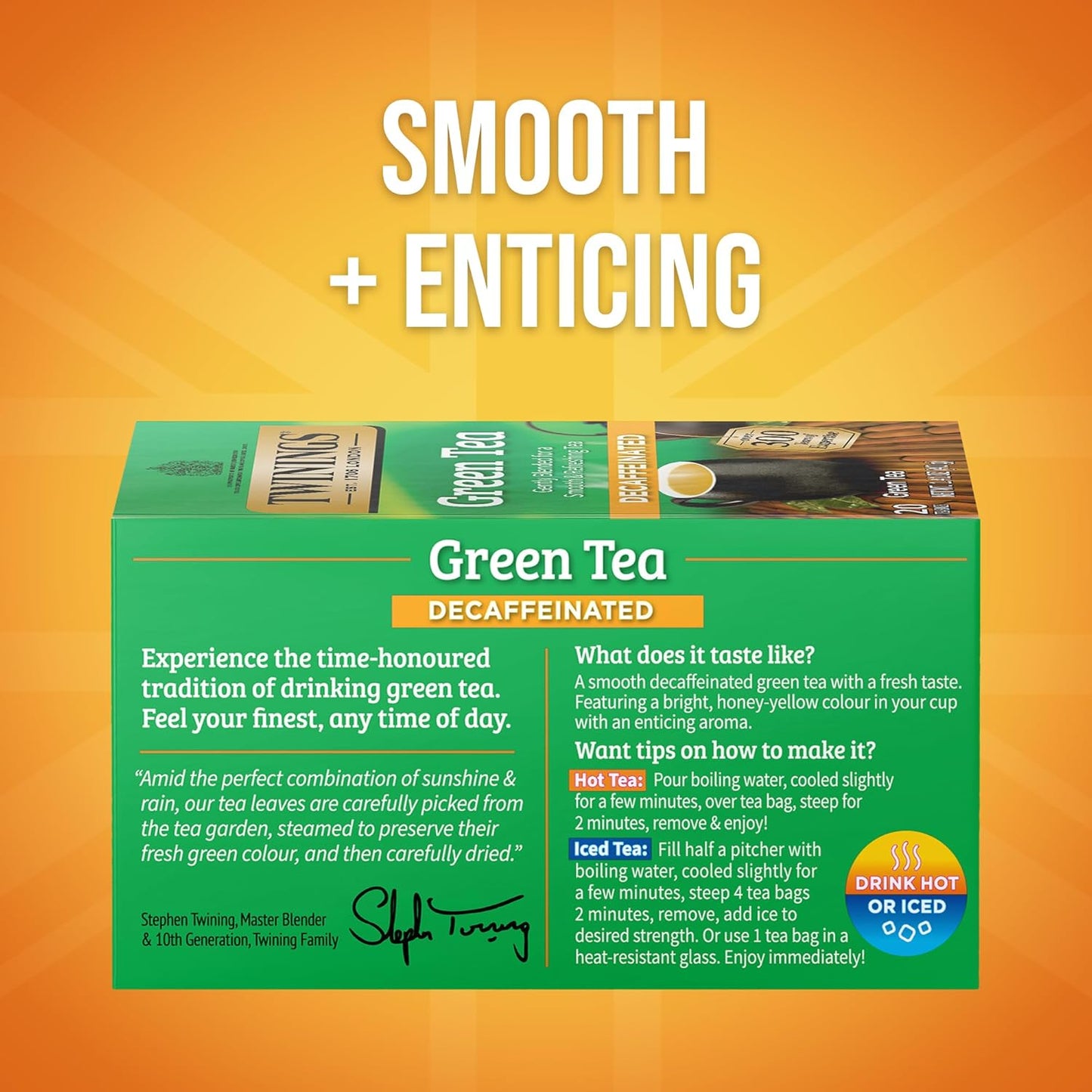 Twinings Pure Green Tea Individually Wrapped Bags, 100 Count (Pack of 1), Smooth & Refreshing, Caffeinated, Enjoy Hot or Iced, 100 Teabags