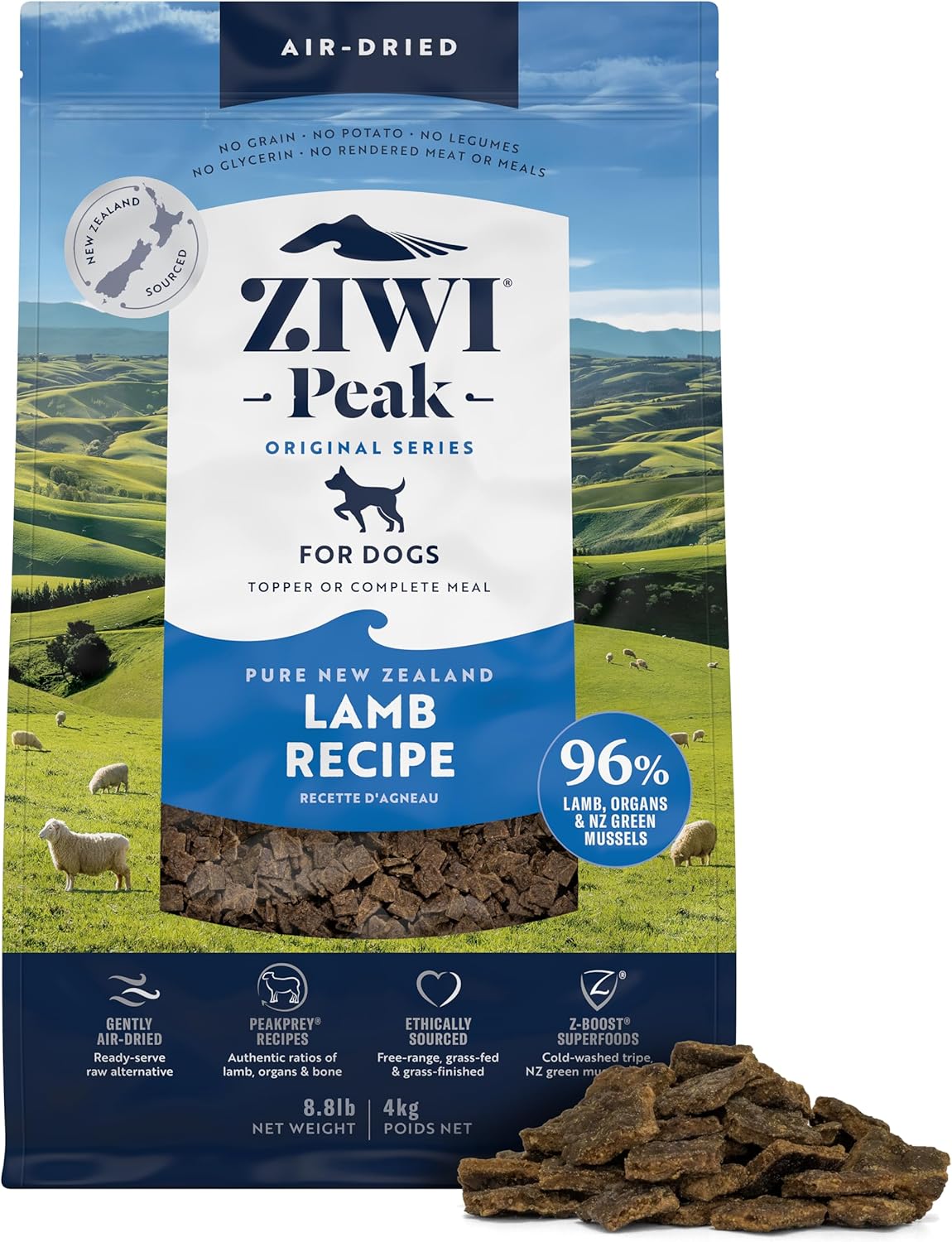 ZIWI Peak Air-Dried Dog Food Bundle - All Natural, High Protein, Grain Free & Limited Ingredient with Superfoods (Beef, Lamb & Chicken, 16oz Each)