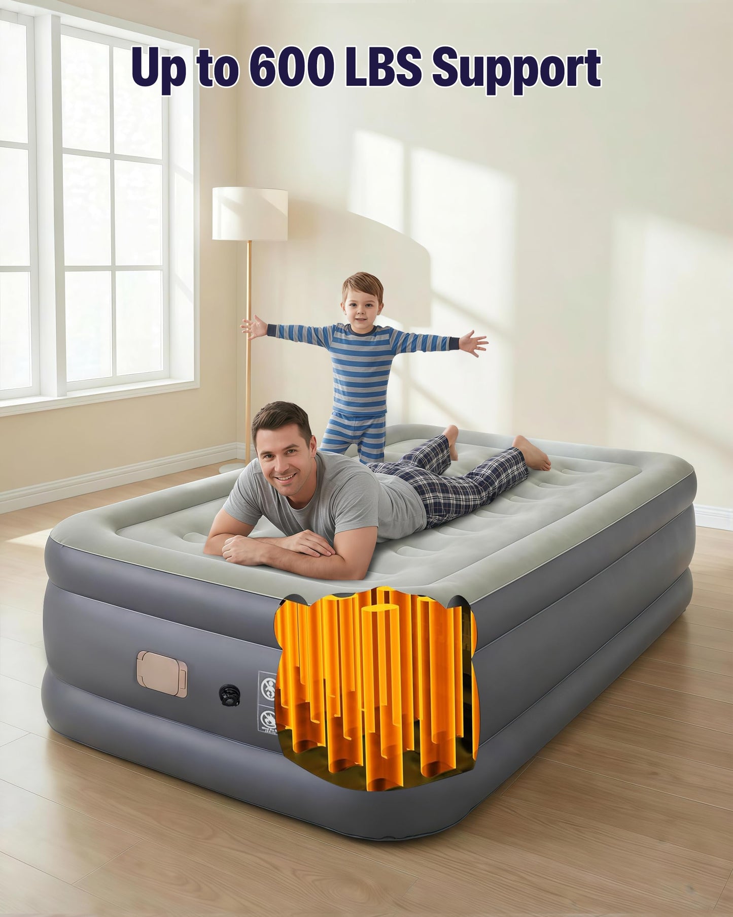 A-ER-FA Queen Air Mattress with Detachable Headboard and Cup Holder - 20 Height 700lbs Capacity Comfort Inflatable Bed for Guests Home Camping and Travel Durable Construction,Colchón Inflable,Air Bed