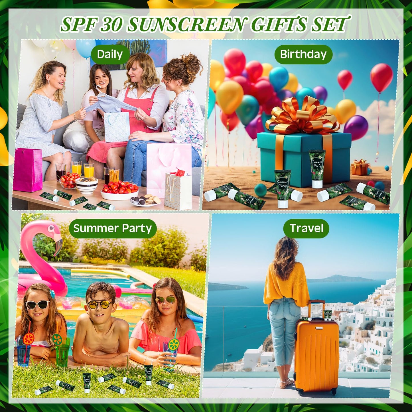 48 Pcs Mini Sunscreen Bulk for Summer Party Wedding SPF 30 Water Resistant Sunscreen Lotion Bulk 1oz Travel Size for Thank You Gifts Wedding Party Supplies (Eucalyptus)