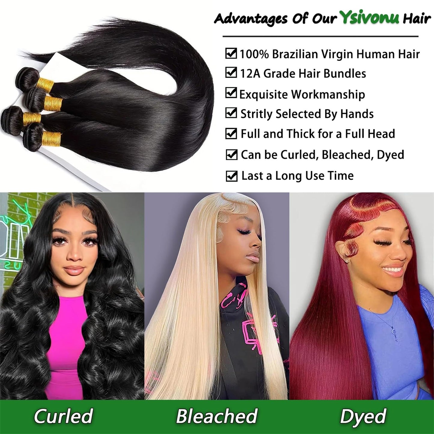 12A Human Hair Bundles 18 20 22 24 Inch 4 Straight Bundles Human Hair 100% Unprocessed Brazilian Remy Virgin Hair Extensions Raw Quick Weave Sew In Glossy Billion Hair Bundles Natural Black